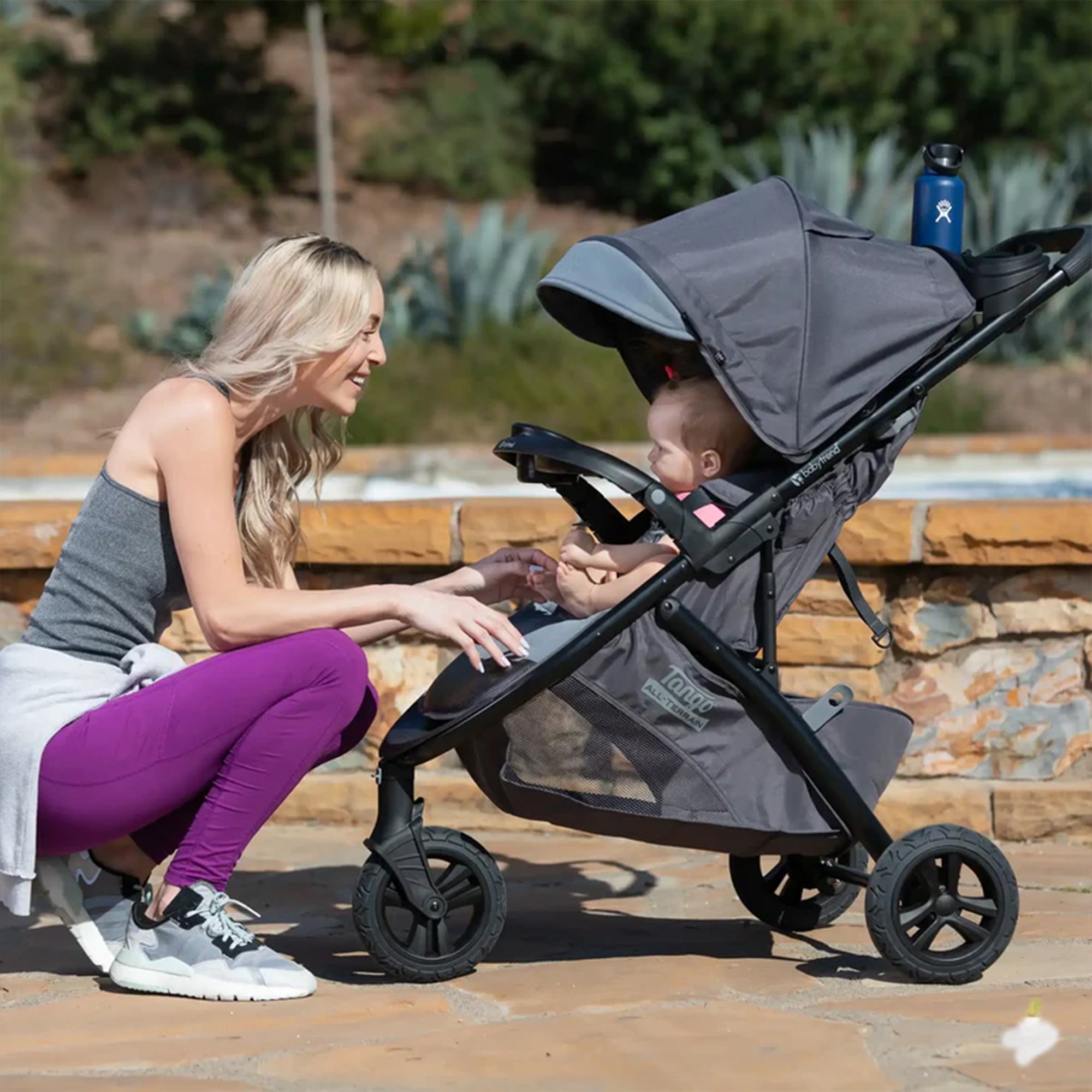 Baby Trend Tango 3 All Terrain Travel Stroller with Canopy and 8" Tires, Grey - VMInnovations