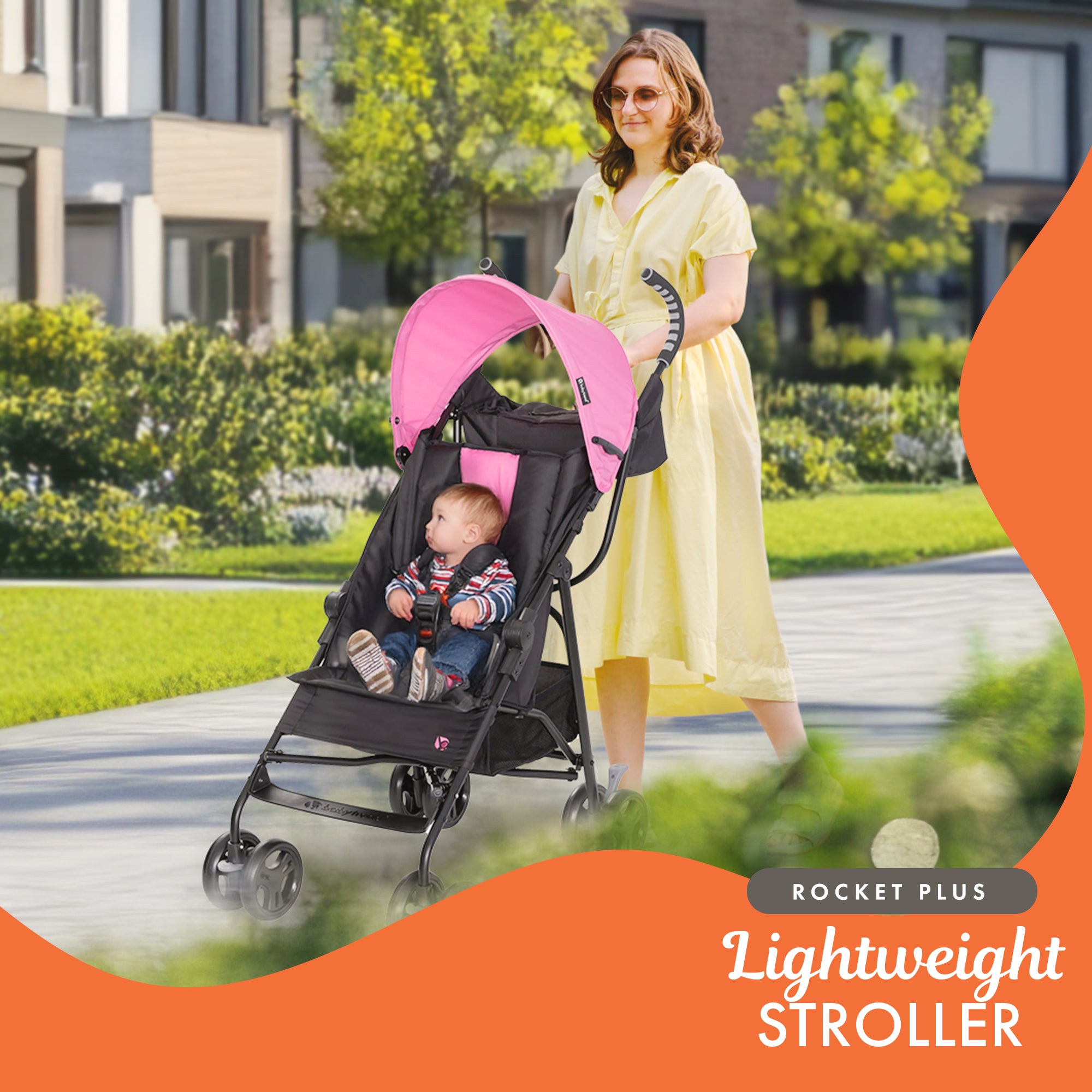 Baby Trend Rocket PLUS Single Stroller with Adjusting Canopy, Petal (Open Box) - VMInnovations