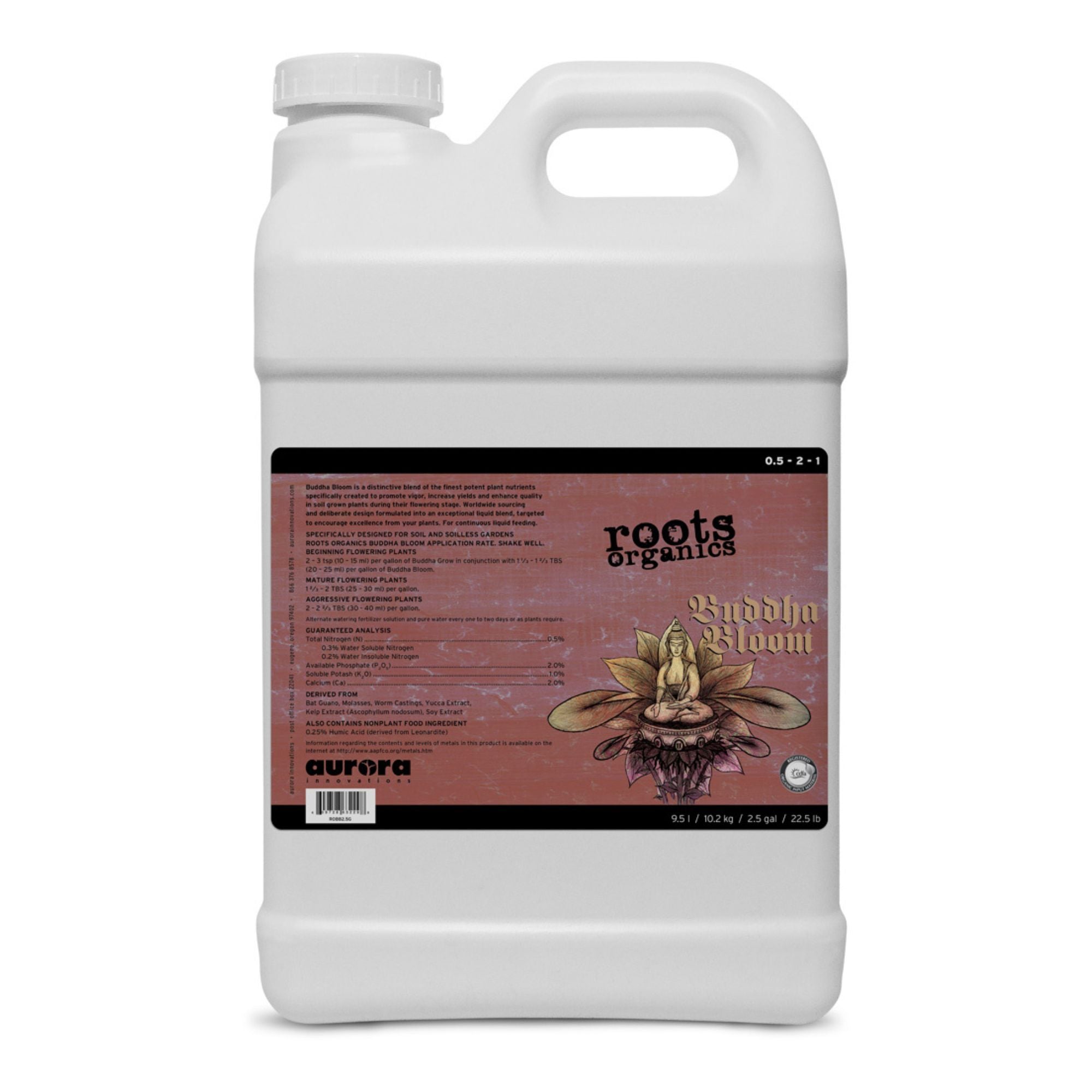 Roots Organics Buddha Bloom Liquid Flowering Nutrient for Plants, 2.5 Gallons - VMInnovations