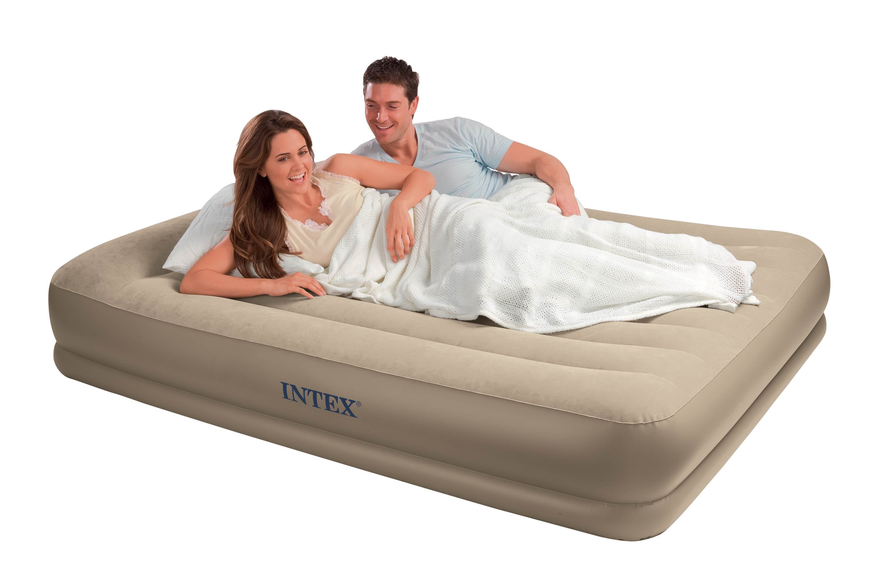 Intex Queen Pillow Rest Mid-Rise Air Mattress + Built-In Pump | Used