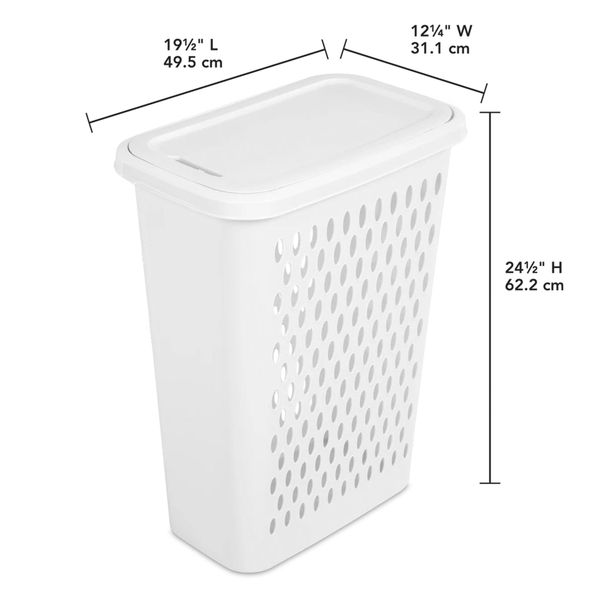 Sterilite Slim Laundry Hamper, 1.75 Bushel Clothes Basket w/ Lid, White, 4 Pack