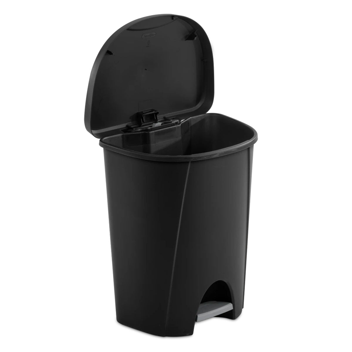 Sterilite 6.6 Gallon StepOn Wastebasket Hands Free Trash Can, Black, 12 Pack