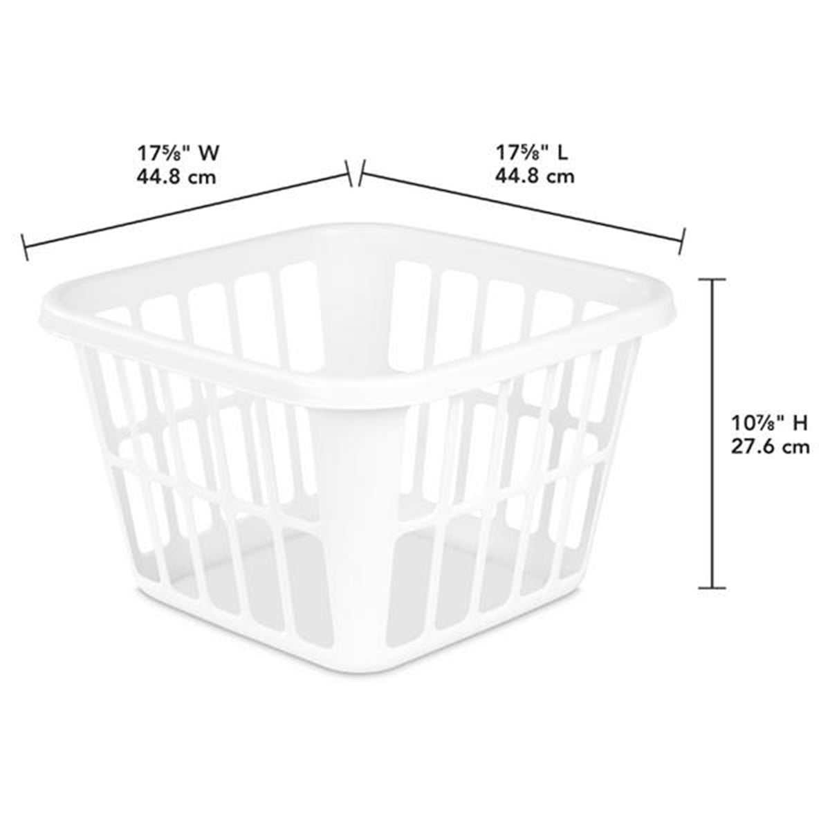 Sterilite Square Laundry Basket 1.25 Bushel Plastic Hamper with Handles, 12 Pack - VMInnovations