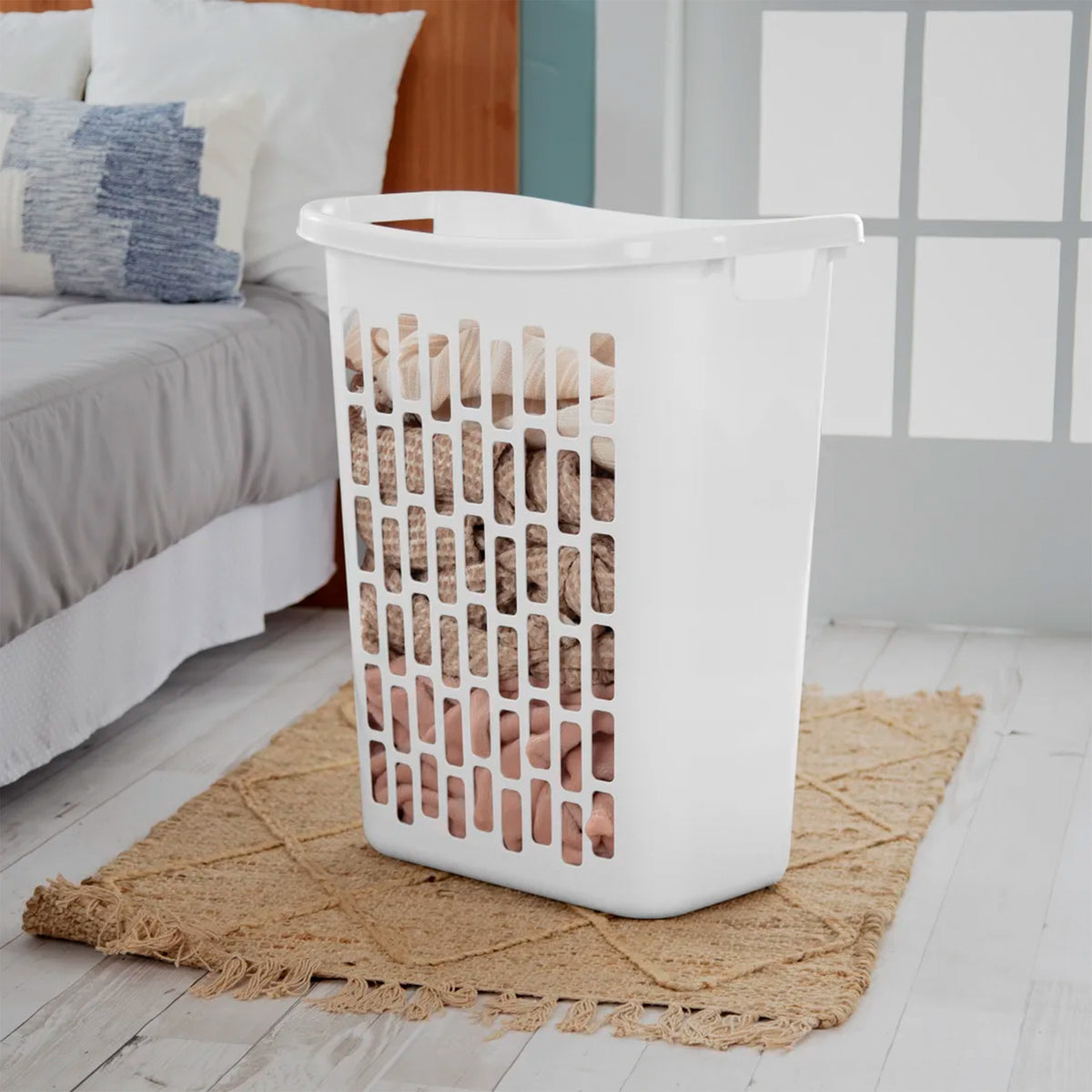 Sterilite Rectangle Open Top Hamper, 1.8 Bushel Laundry Basket, White, 24 Pack