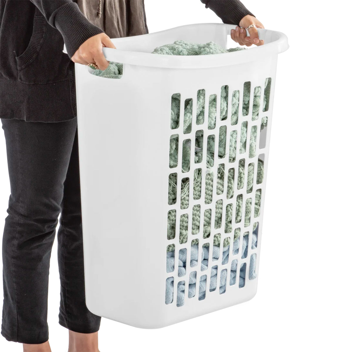 Sterilite Rectangle Open Top Hamper, 1.8 Bushel Laundry Basket, White, 24 Pack