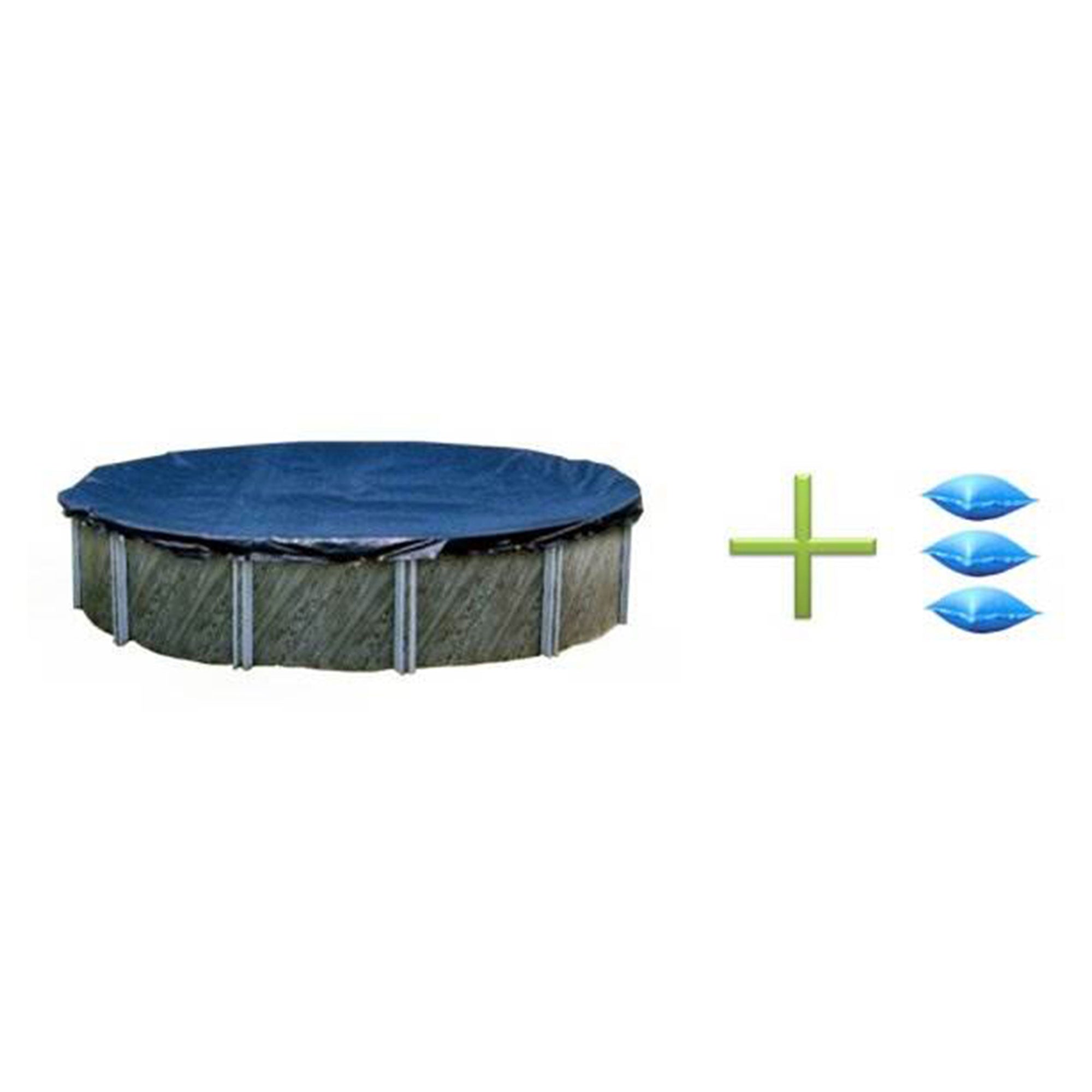 Swimline 24 Foot Round Swimming Pool Winter Cover and 3 4x4 Air Closing Pillows - VMInnovations