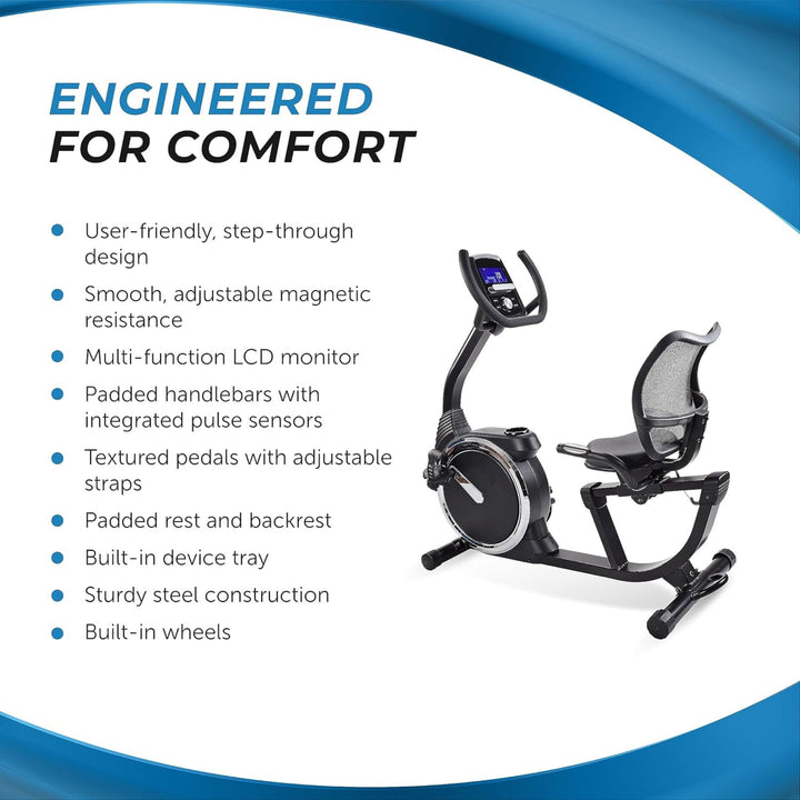 Stamina Exercise Bike, Magnetic Recumbent Machine, Lower Body Cardio Equipment - VMInnovations