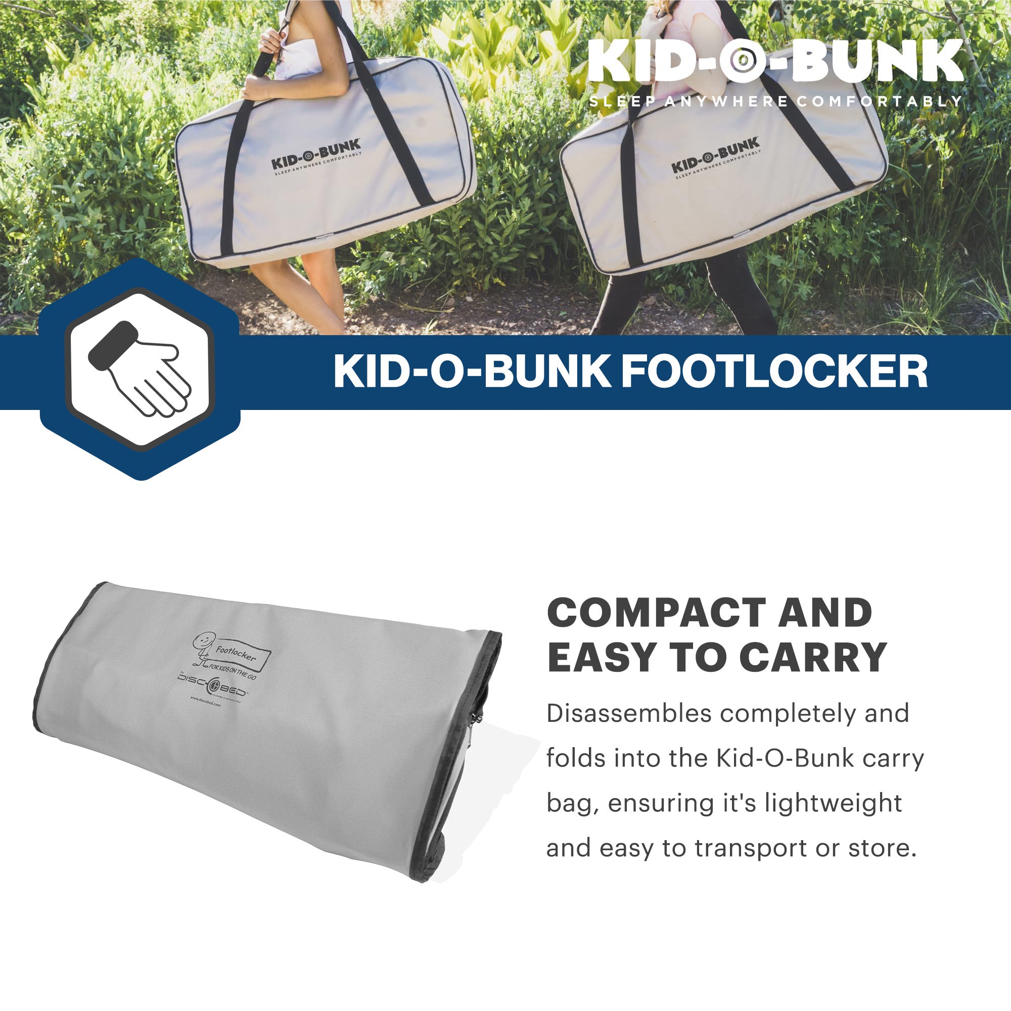 Disc-O-Bed Kid-O-Bunk Footlocker, Under Bed Organizer, Compact Design, Grey - VMInnovations