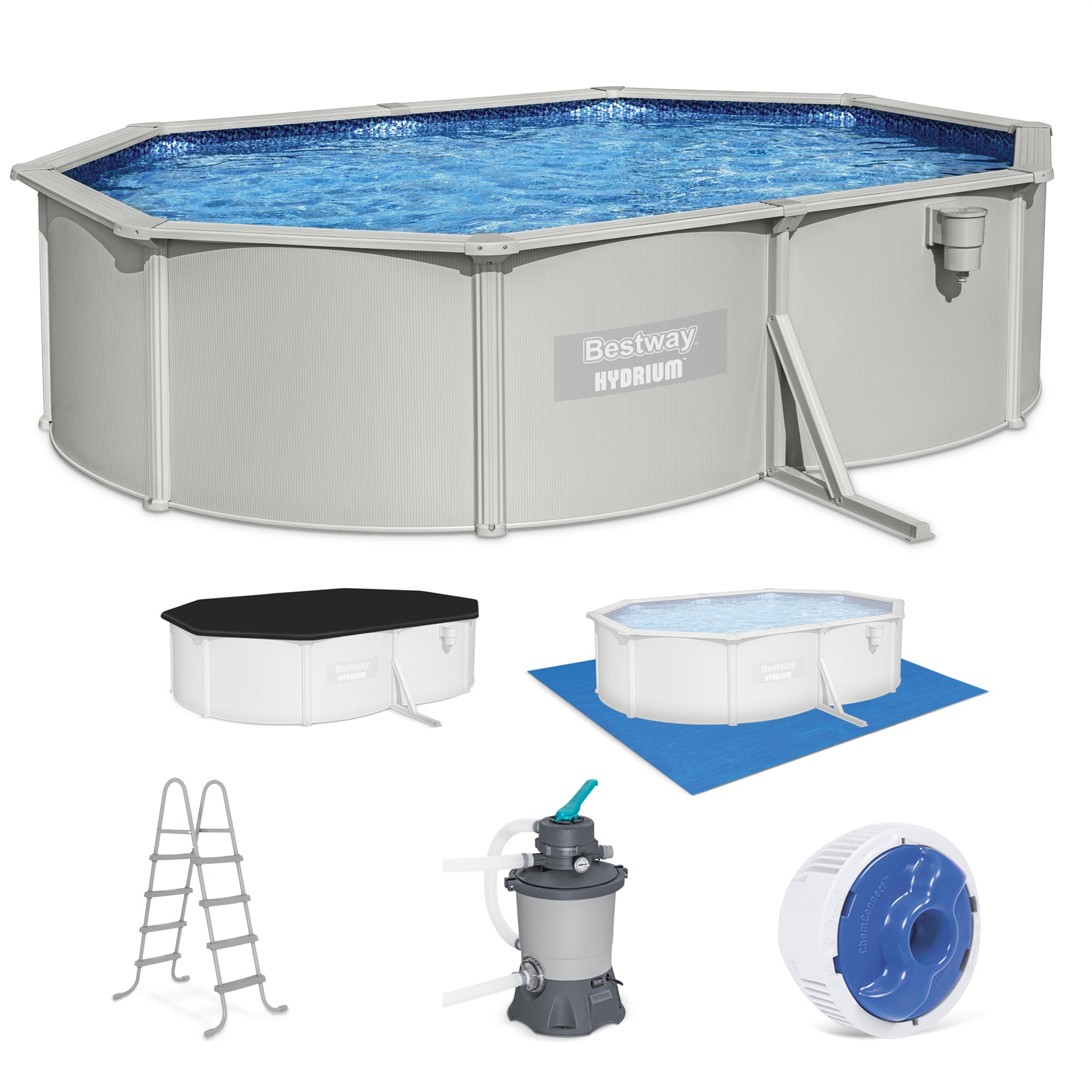 Bestway Hydrium 16’5” x 12’ x 48” Steel Wall Oval Above Ground Pool (For Parts) - VMInnovations