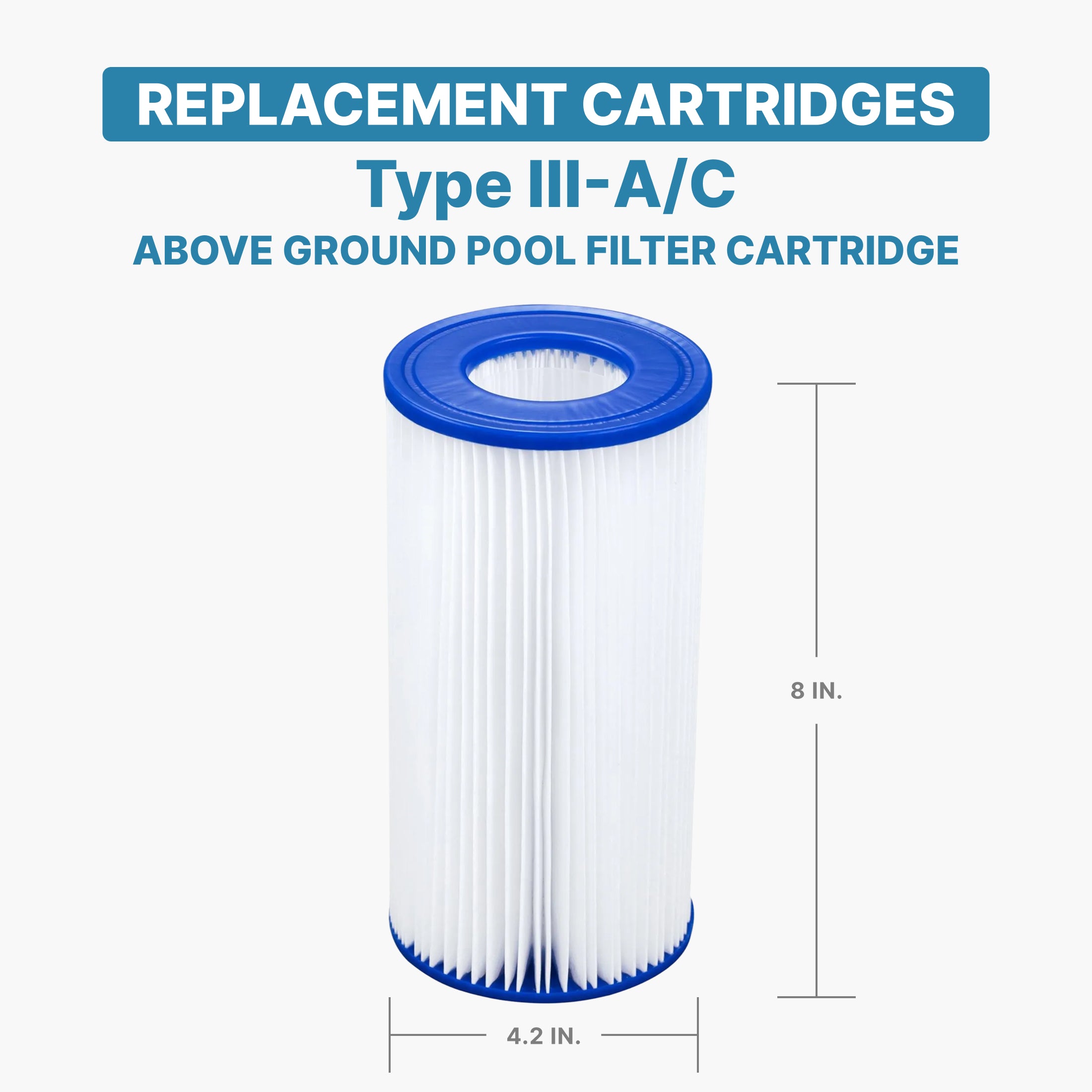 Bestway Pool Filter Cartridge for 530 to 1,500 GPH Pump, Type III A/C Filter - VMInnovations