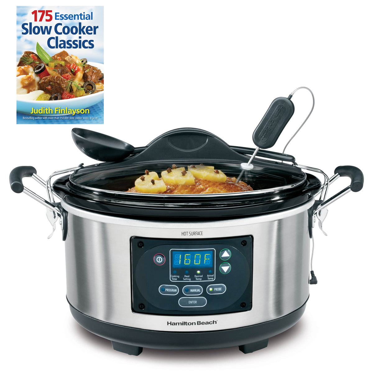 Hamilton Beach Set n' Forget 6 Qt Programmable Slow Cooker & 175 Recipe Cookbook