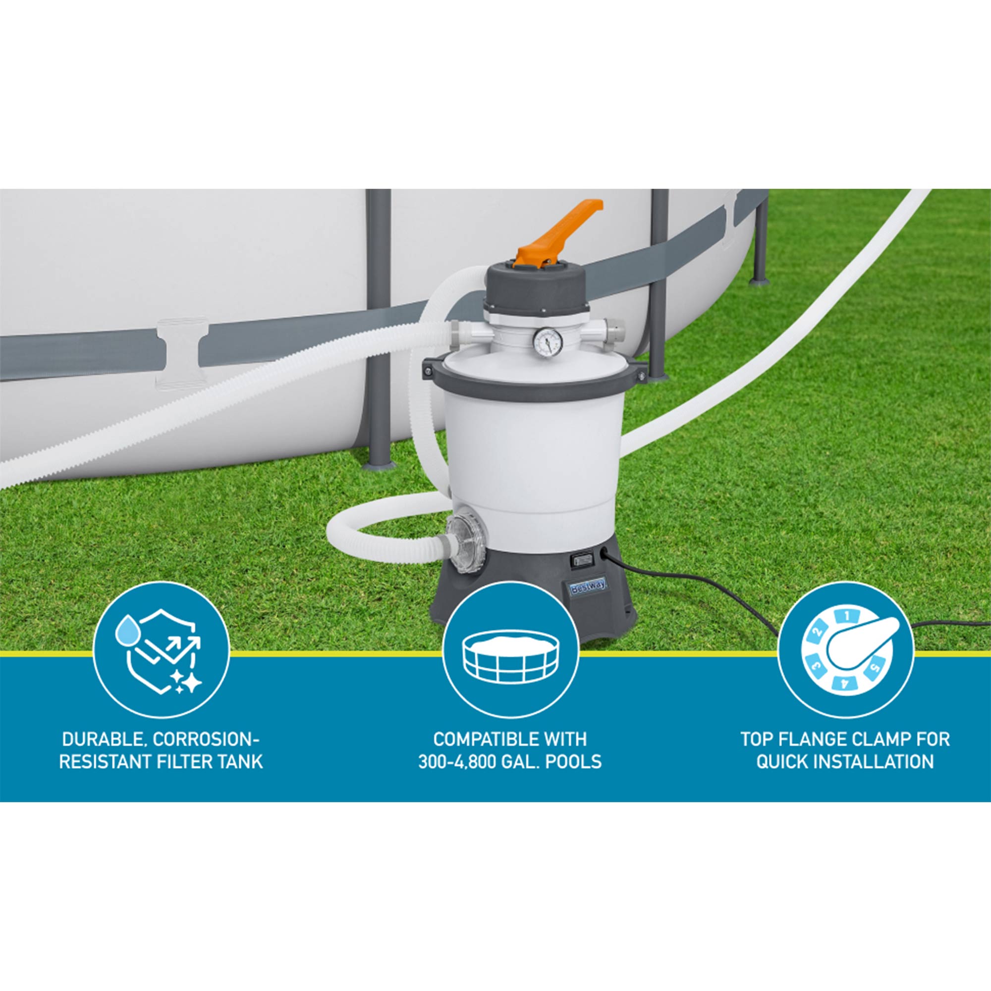 Bestway 800 Gal Sand Filter Pump with ChemConnect and Top Flange Clamp(Open Box) - VMInnovations