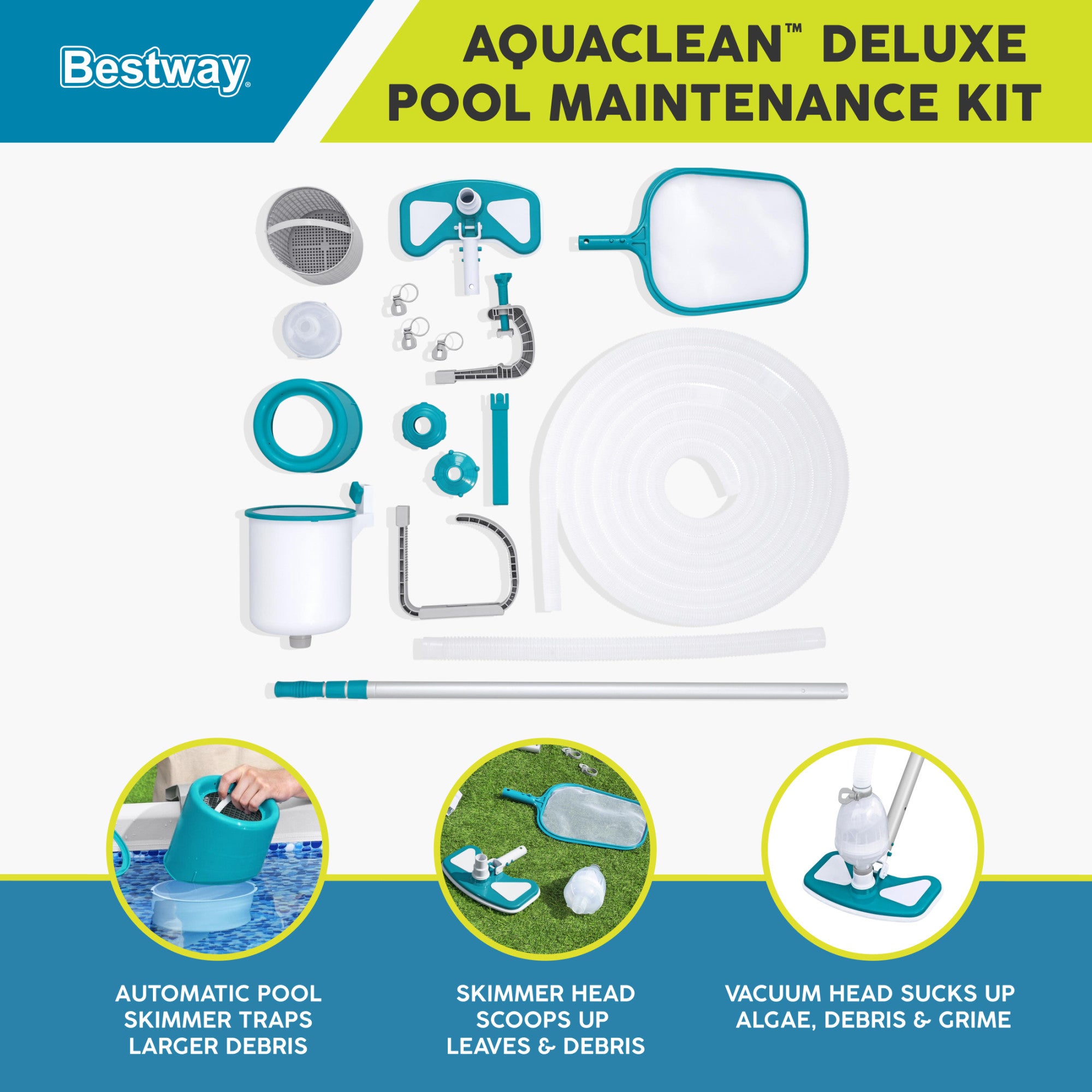 Bestway Power Steel 18' x 9' x 48” Metal Frame Pool with Deluxe Maintenance Kit - VMInnovations