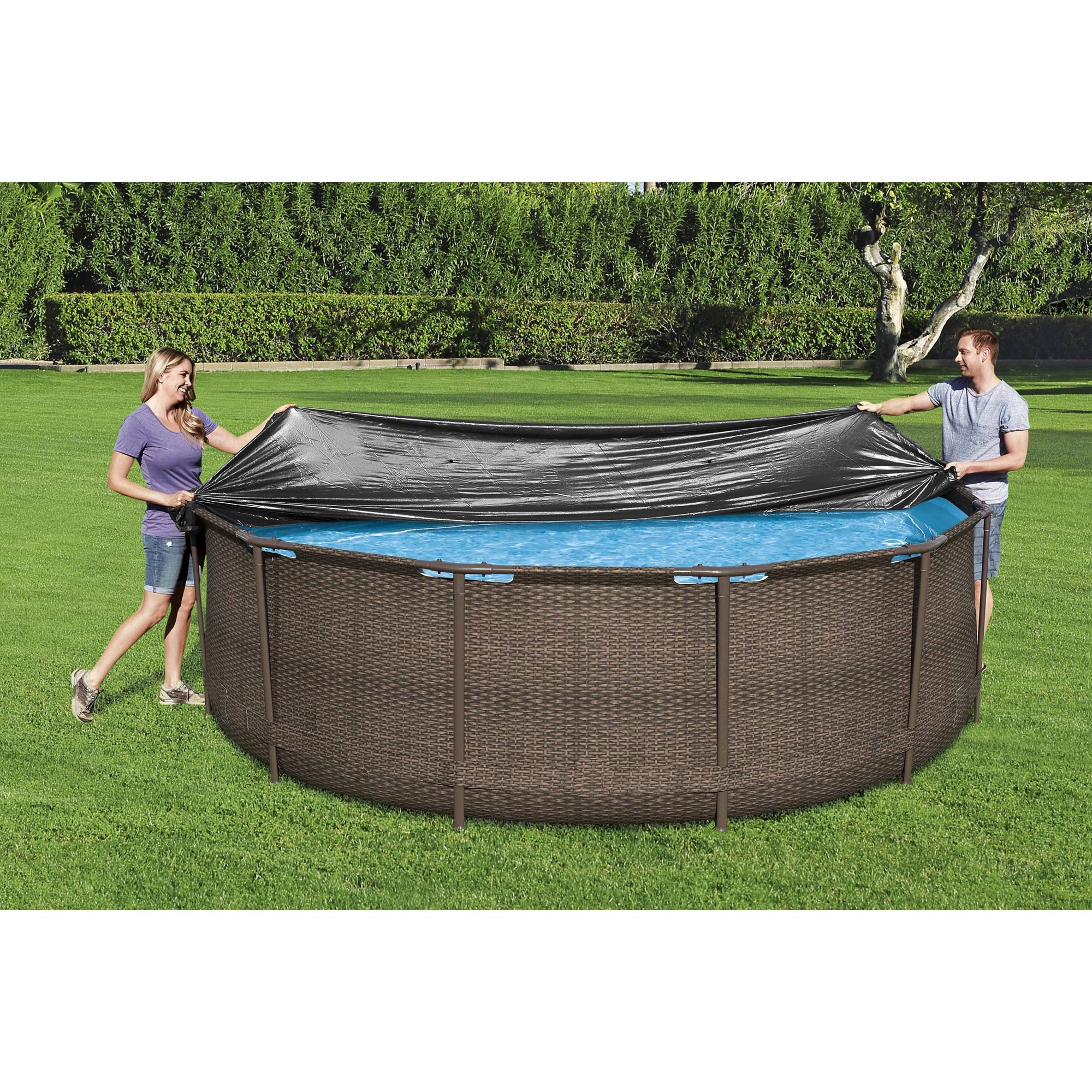 Bestway Flowclear 12ft Round Pool Cover w/ Drain Holes for Pools (Used) - VMInnovations