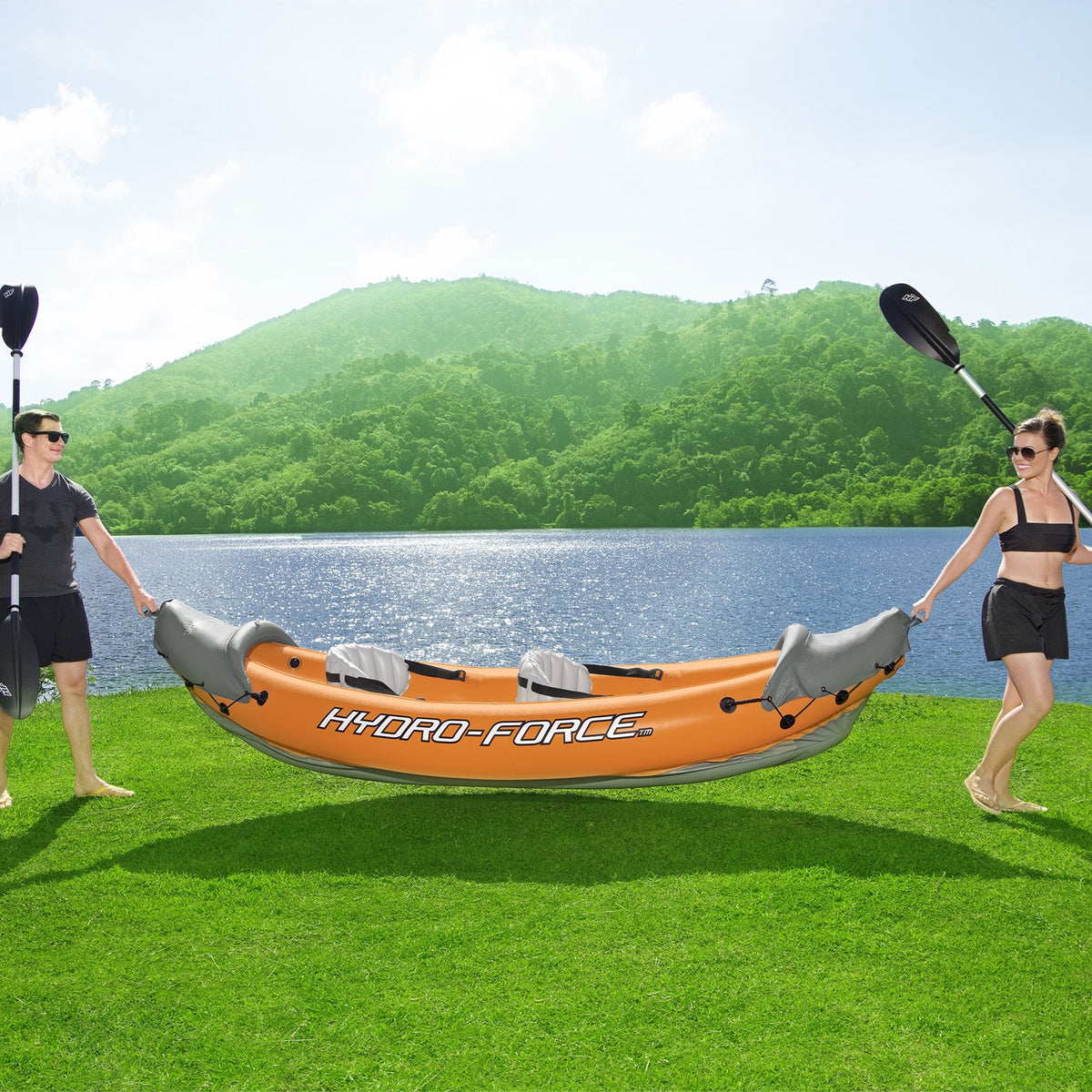 Hydro-Force 10 Foot by 6 Inch Rapid X2 Inflatable Kayak Set with Inflata-Shield - VMInnovations