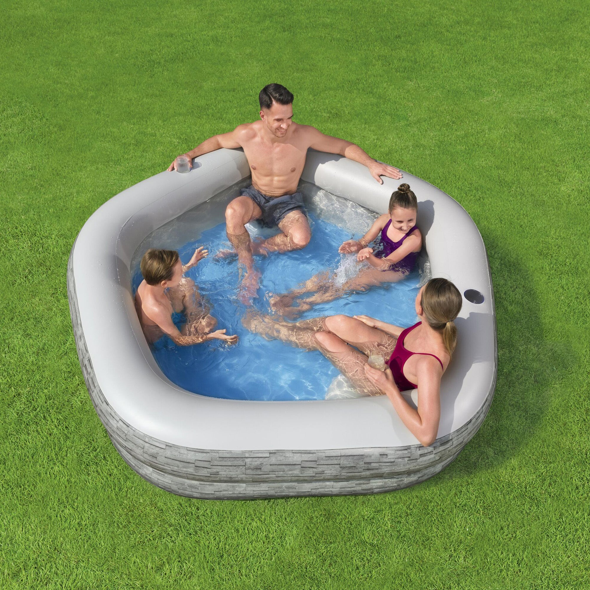 H20GO! TruPrint Stone Inflatable Kiddie Swimming Pool, 7' x 6'9" x 21" (Used) - VMInnovations