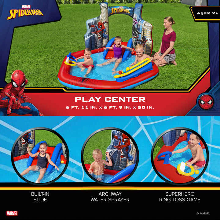 Marvel Spider-Man Inflatable Kids Outdoor Water Play Center and Water Slide