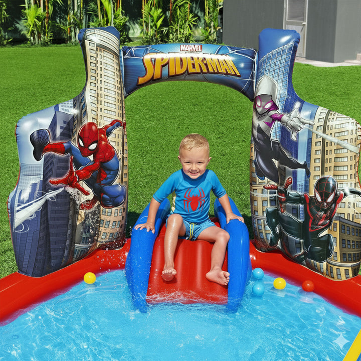 Marvel Spider-Man Inflatable Kids Outdoor Water Play Center and Water Slide