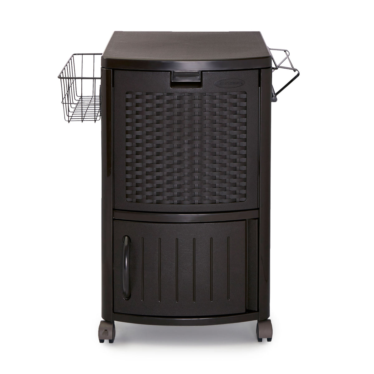 Backyard Oasis Storage Entertaining Station Bundled w/ Wicker Patio Cooler