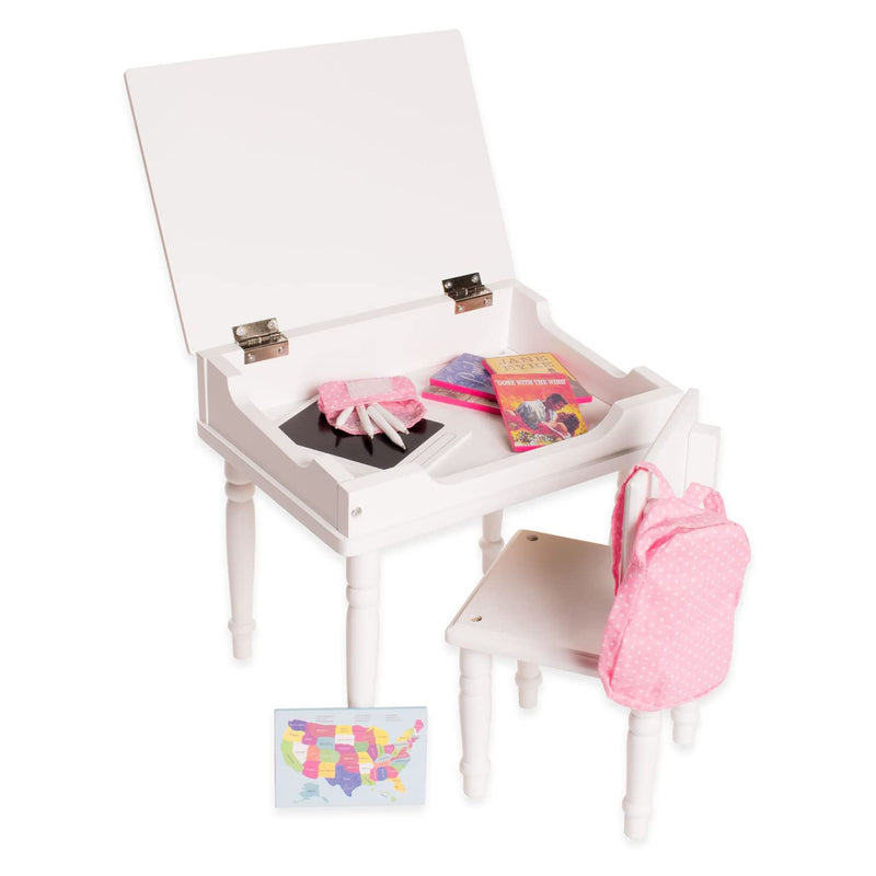 Playtime by Eimmie Classroom Playset w/ Desk, Chair, & Laptop for 18 Inch Dolls