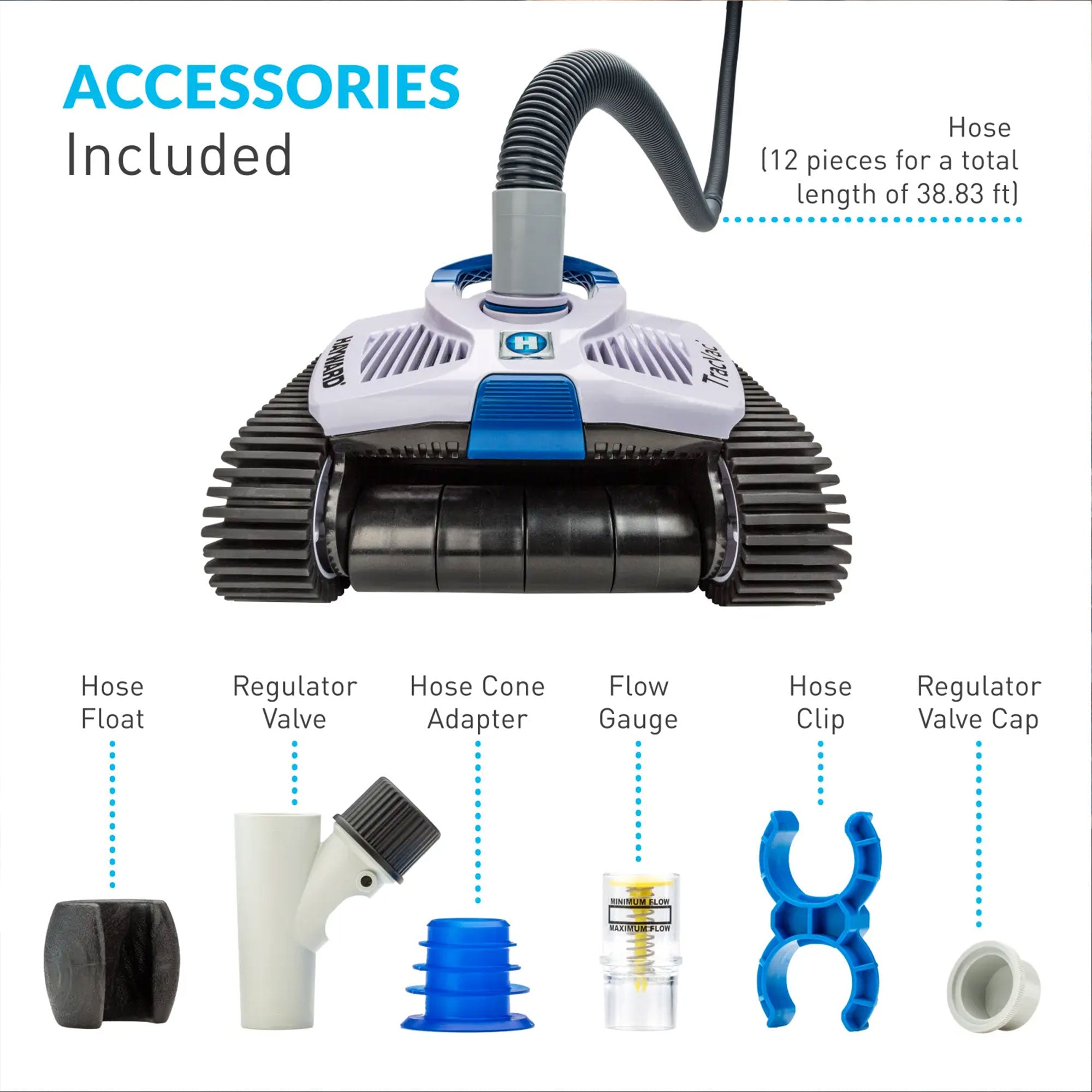 Hayward TracVac Lightweight Suction Vacuum Cleaner for In Ground Pools, White - VMInnovations