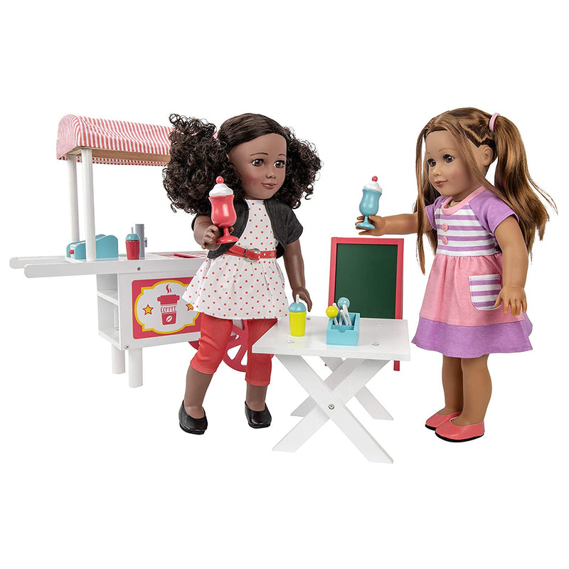 Playtime by Eimmie Wood Ice Cream Cart Playset w/ Accessories for 18 Inch Dolls