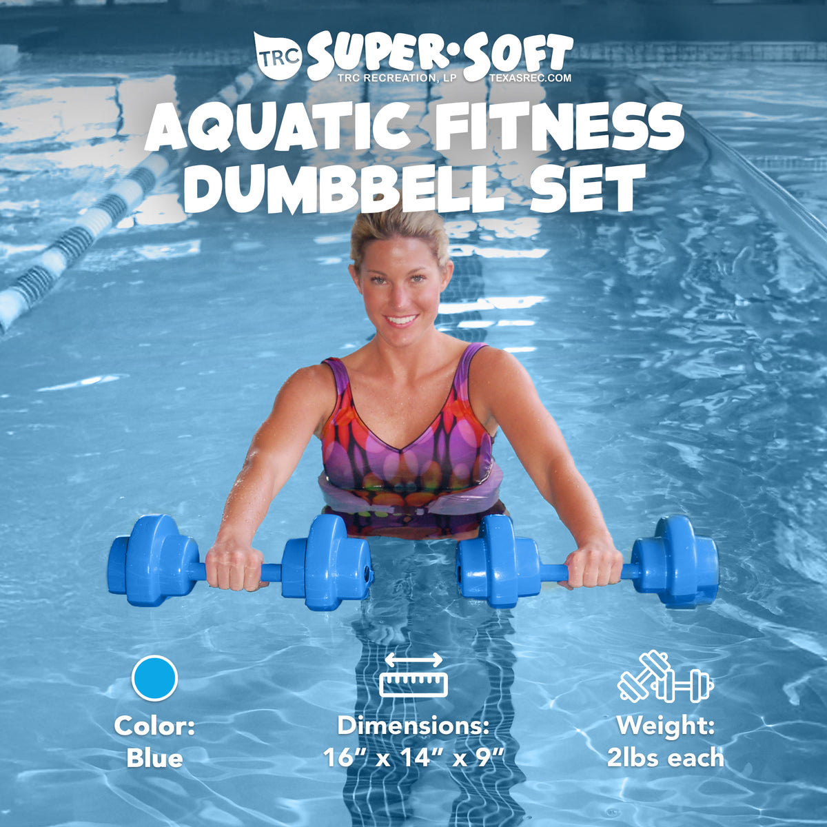 TRC Recreation 2 Pack Super Soft Fitness Gear Dumbbell Set for Aquatic Fitness - VMInnovations