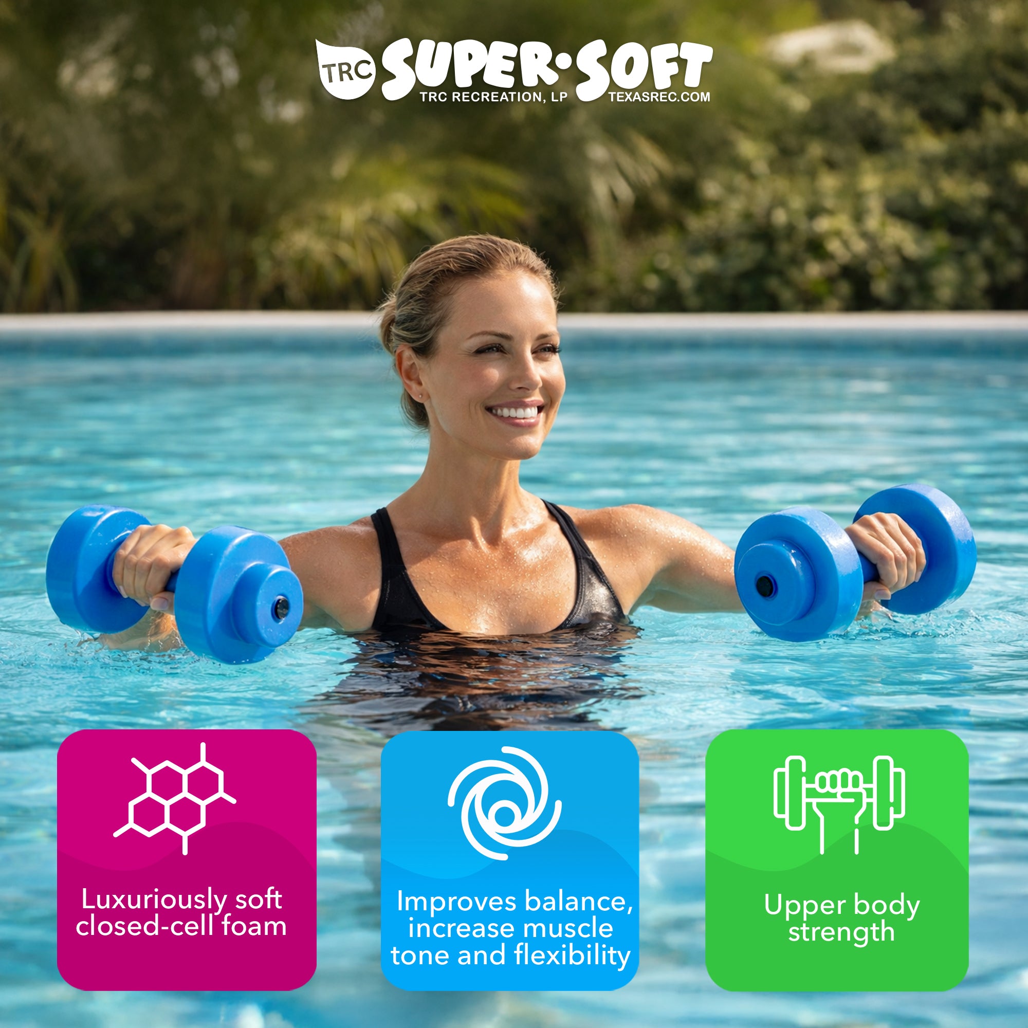TRC Recreation 2 Pack Super Soft Fitness Gear Dumbbell Set for Aquatic Fitness - VMInnovations