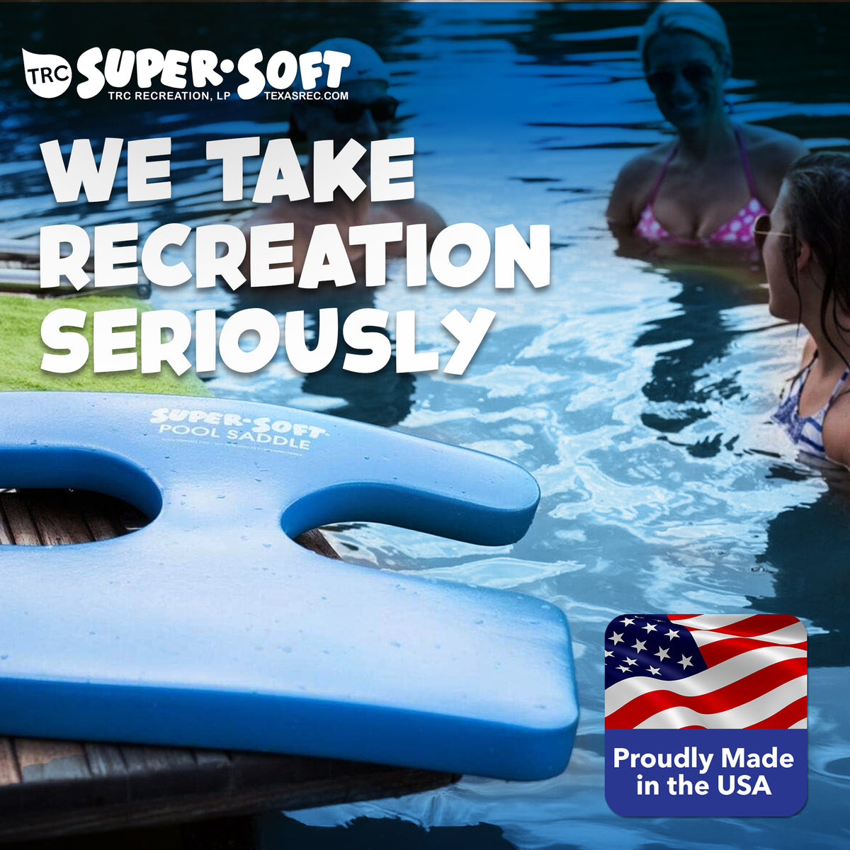 TRC Recreation Super Soft Foam Water Saddle Pool Lounger Float, Bahama Blue
