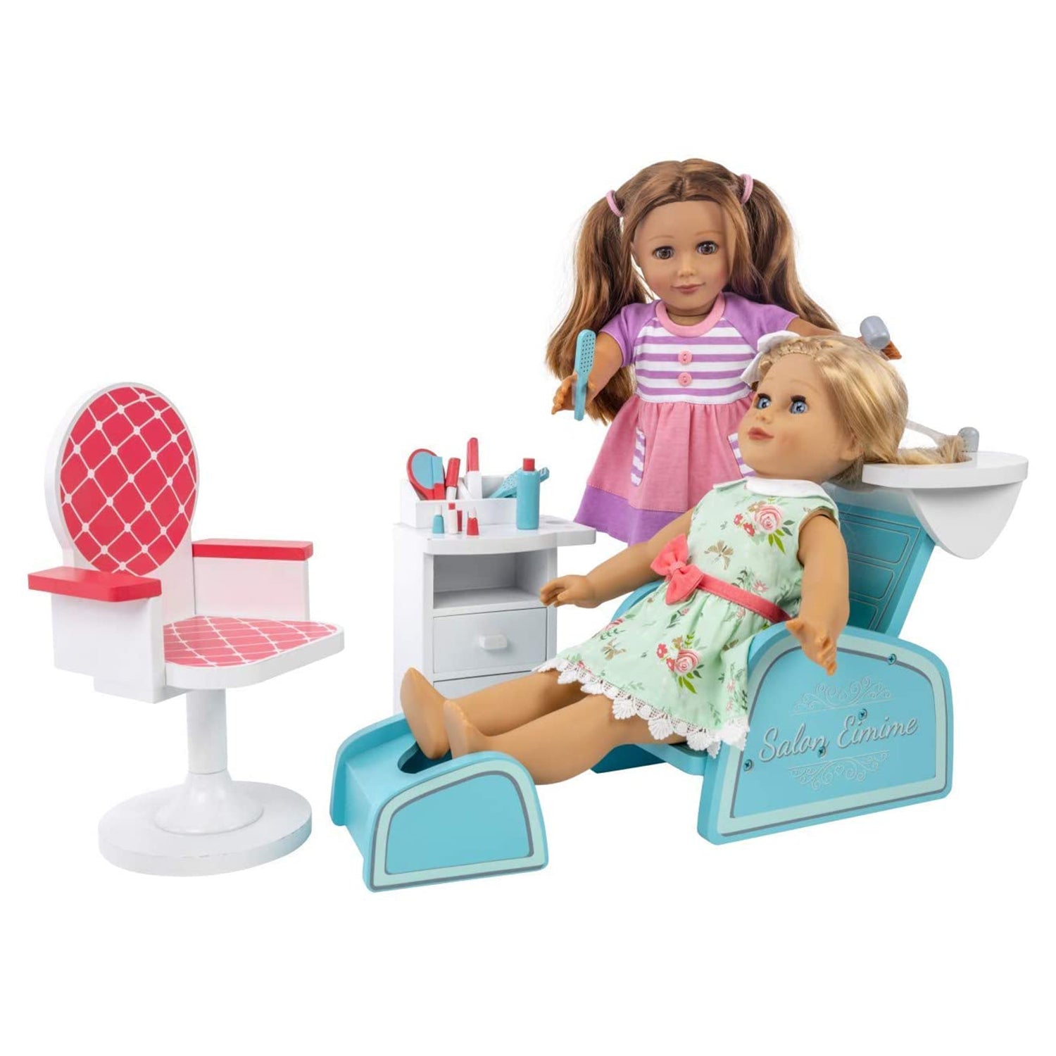 Playtime by Eimmie Wood Nail Salon Spa Playset for 18" Dolls (Open Box) - VMInnovations