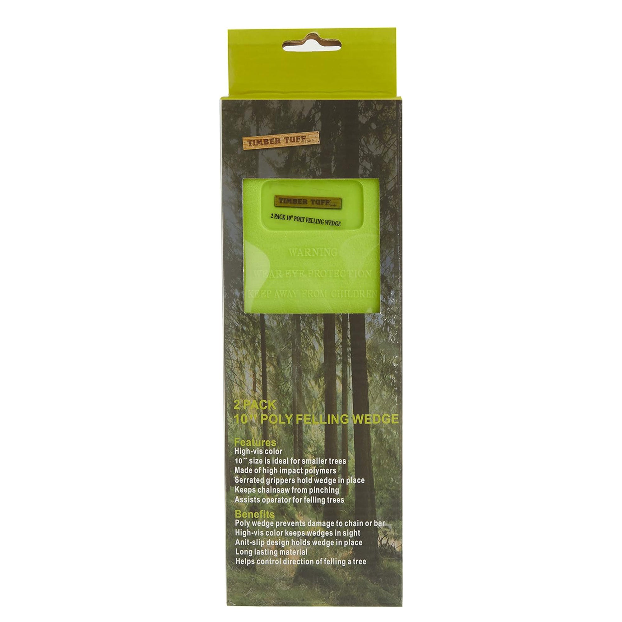 Timber Tuff 10 Inch Felling Wedge w/Hi Vis Color and Serrated Grippers (2 Pack) - VMInnovations