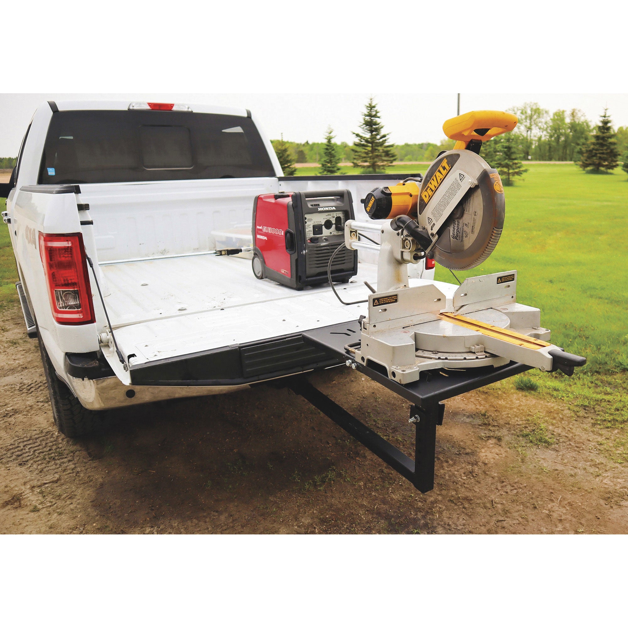 Tow Tuff Folding Work Bench, Heavy-Duty Steel Hitch-Mount Table, 24 x 22 Inch - VMInnovations