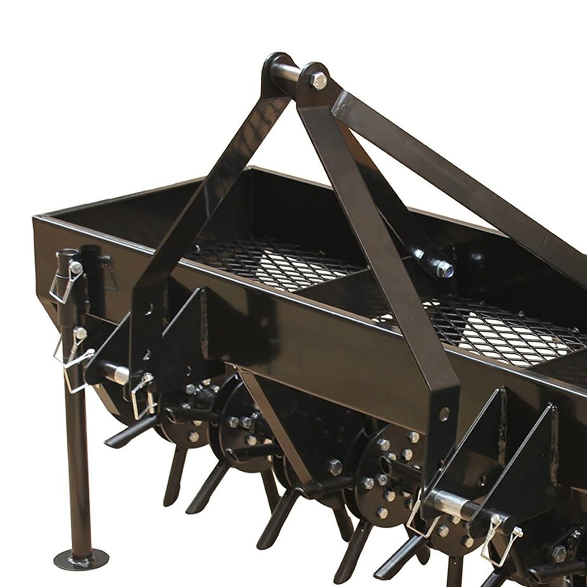 Field Tuff 60" 3-Point Plug Aerator, Heavy-Duty Steel, Cat 0 & 1 Tractors, Black - VMInnovations