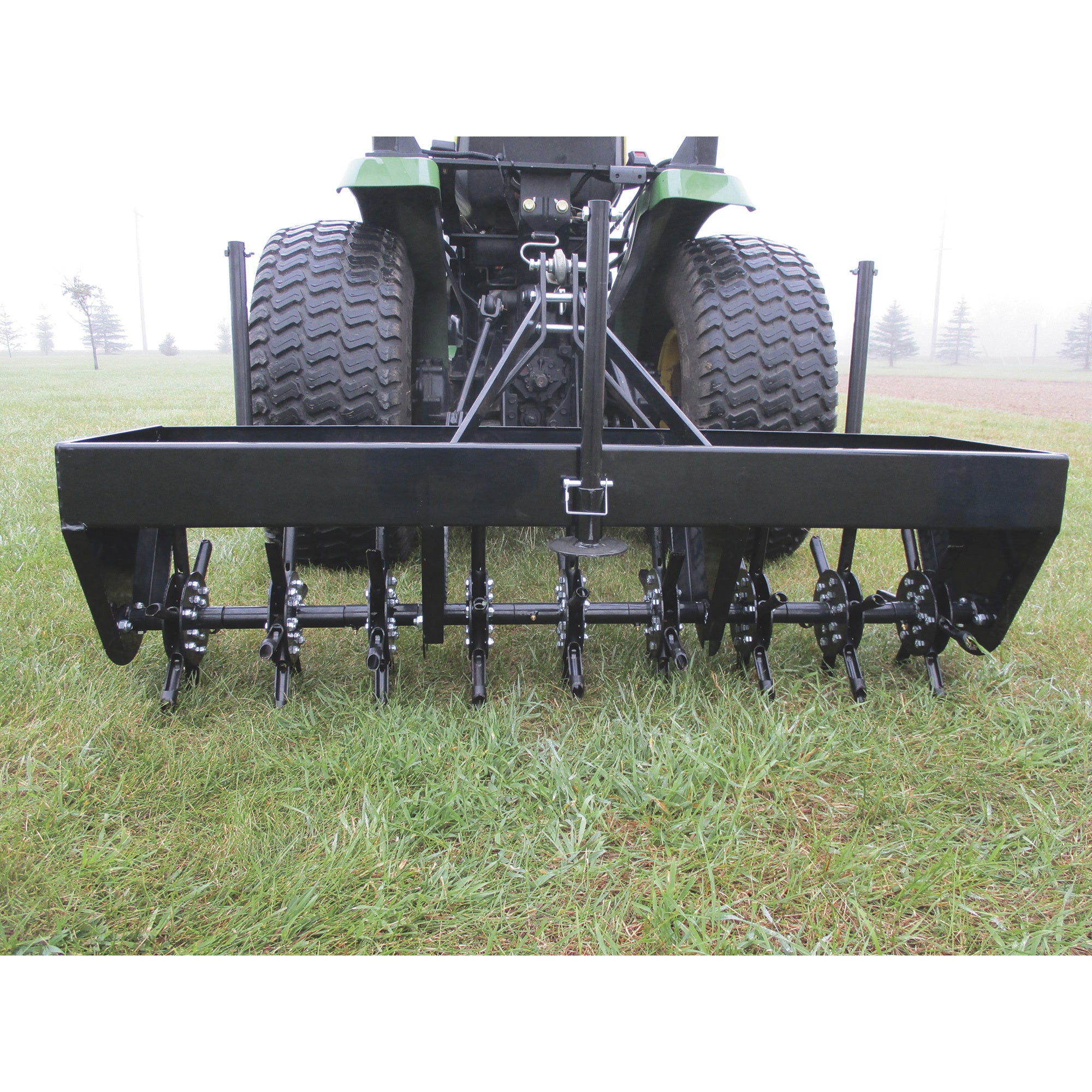 Field Tuff 60" 3-Point Plug Aerator, Heavy-Duty Steel, Cat 0 & 1 Tractors, Black - VMInnovations