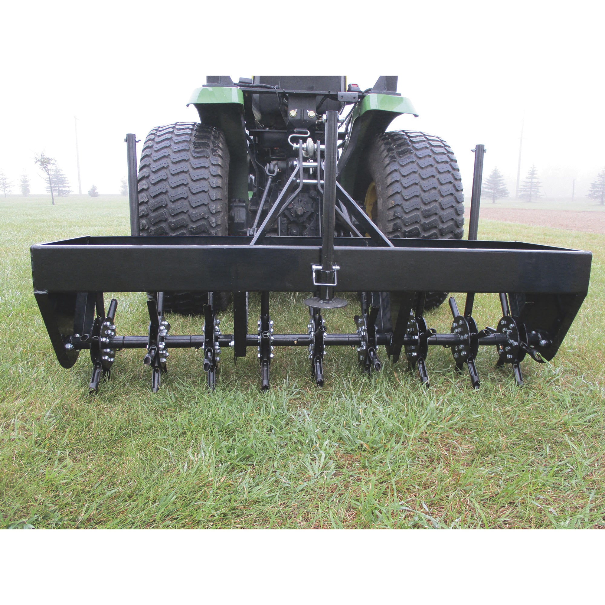 Field Tuff 48" 3-Point Plug Aerator, Heavy-Duty Steel, Cat 0 & 1 Tractors, Black