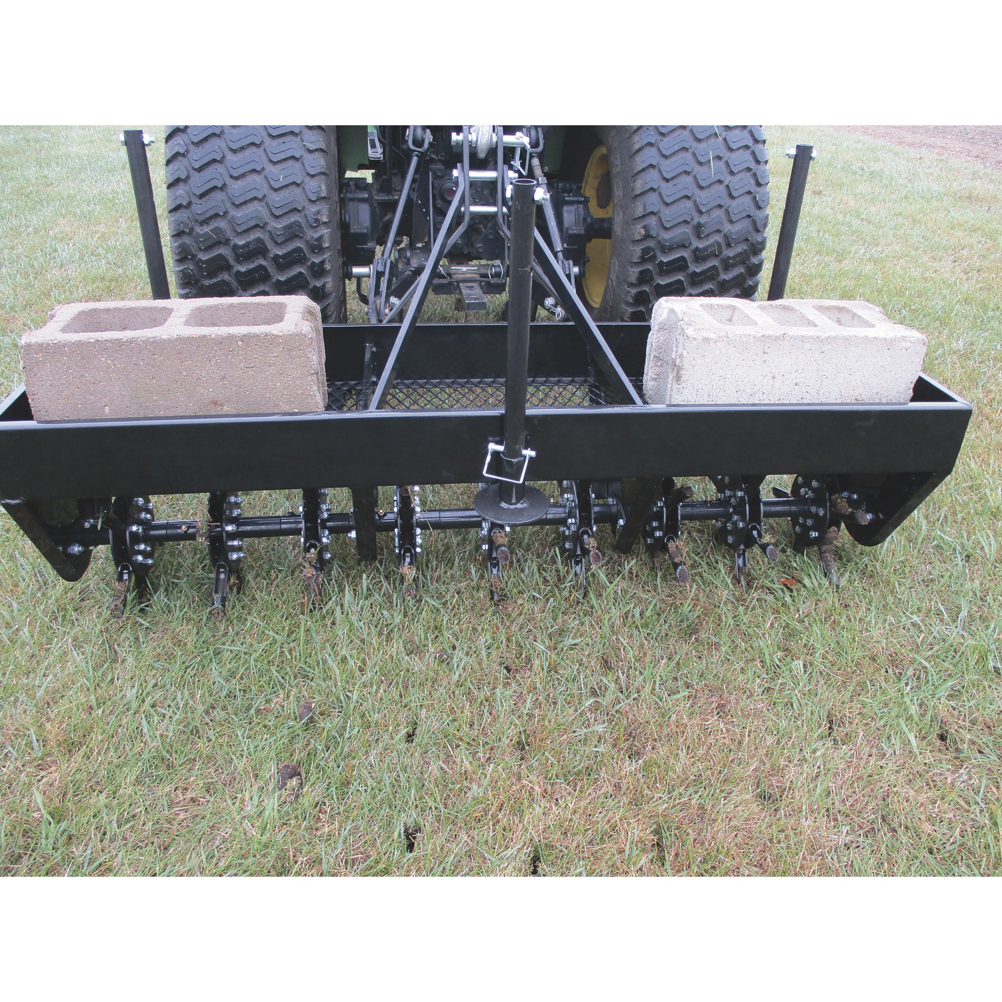 Field Tuff 48" 3-Point Plug Aerator, Heavy-Duty Steel, Cat 0 & 1 Tractors, Black