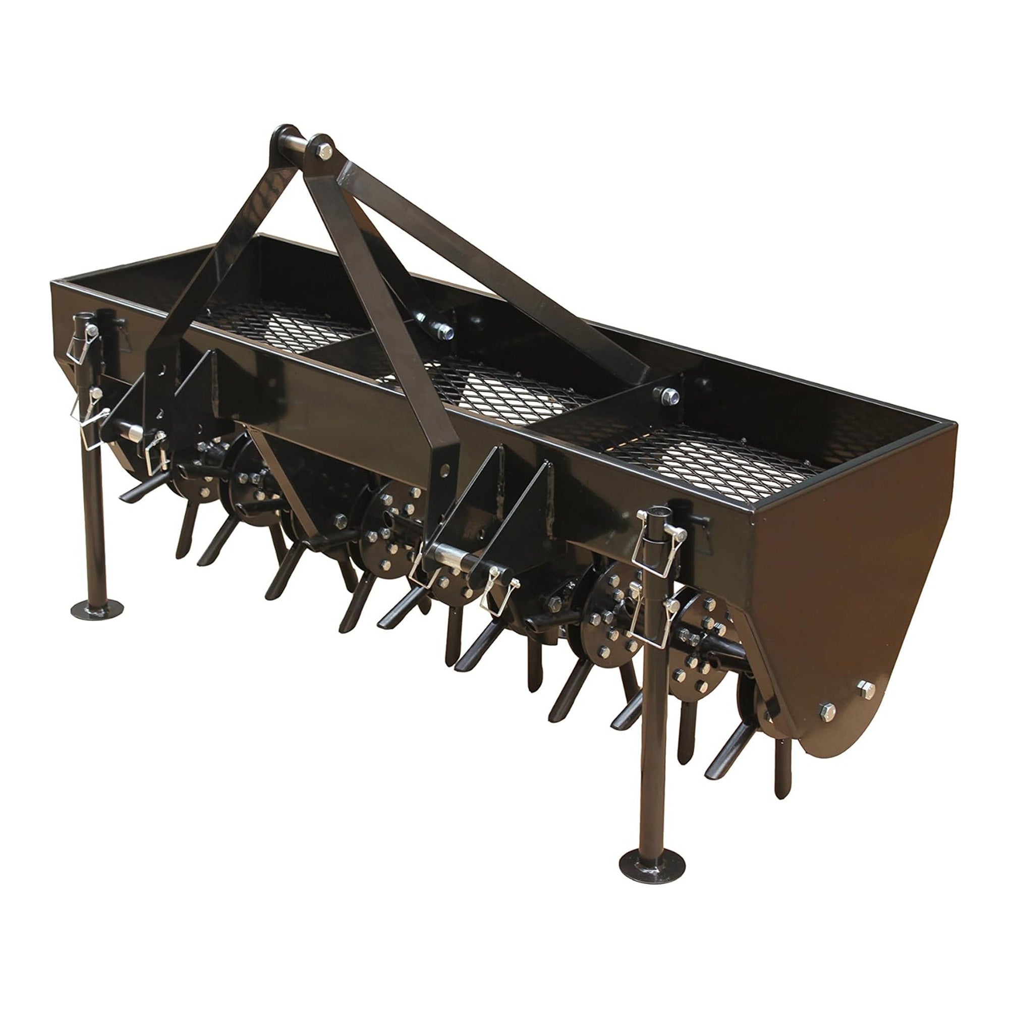 Field Tuff 48" 3-Point Plug Aerator, Heavy-Duty Steel, Cat 0 & 1 Tractors, Black