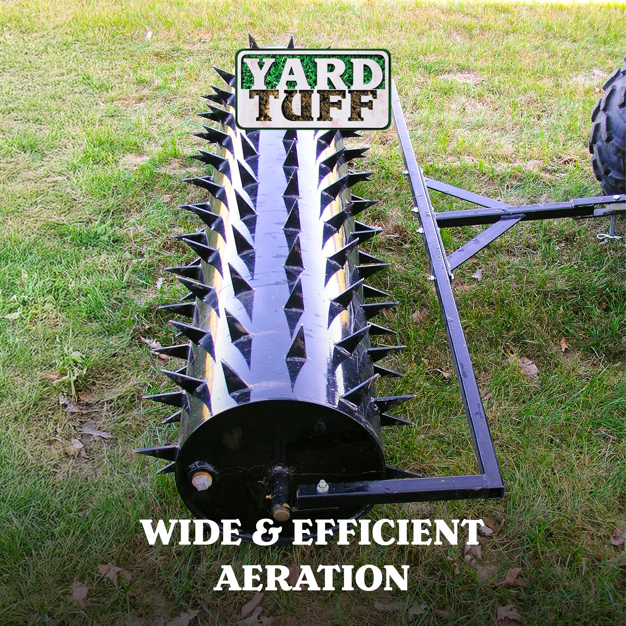 Yard Tuff Drum Spike Aerator, 60 Inch Tow Behind Lawn Roller Attachment, Black - VMInnovations