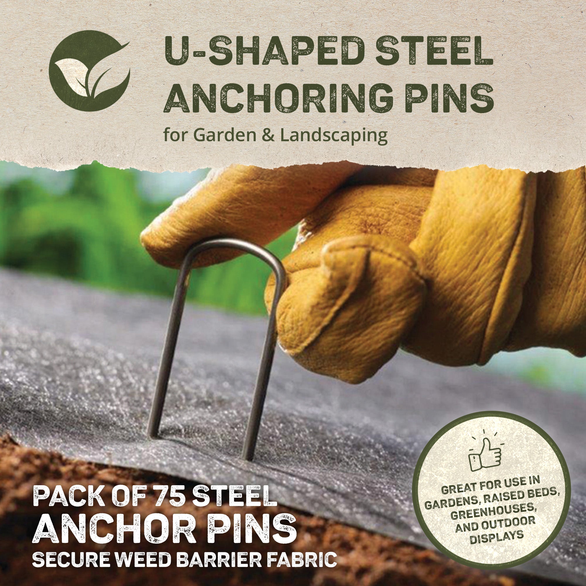 DeWitt 6 Inch U-Shaped Steel Anchoring Pins for Garden & Landscaping, 75 Count