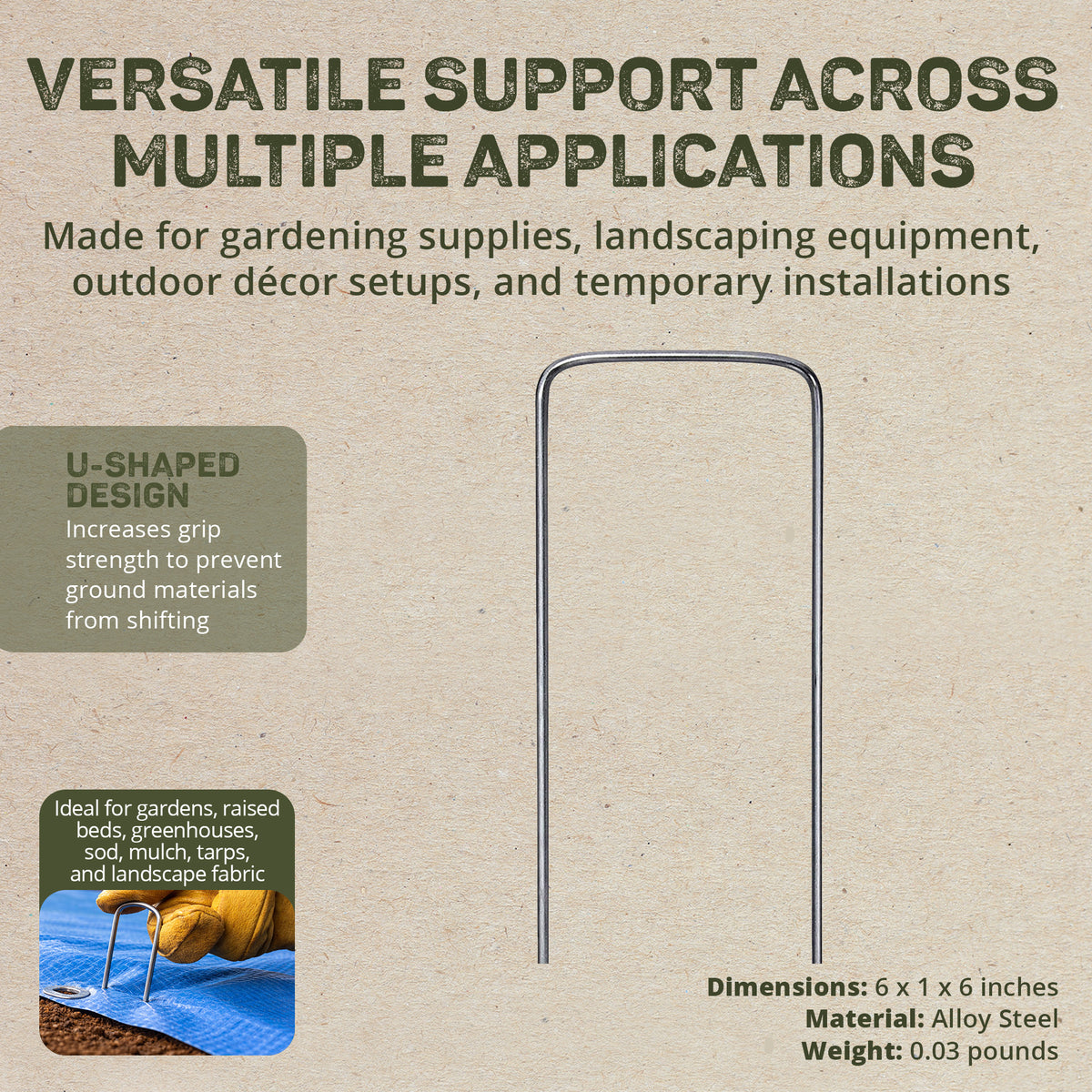 DeWitt Earthmat Woven 4' x 100' Ground Cover and 6" Anchoring Pins, 75 Count