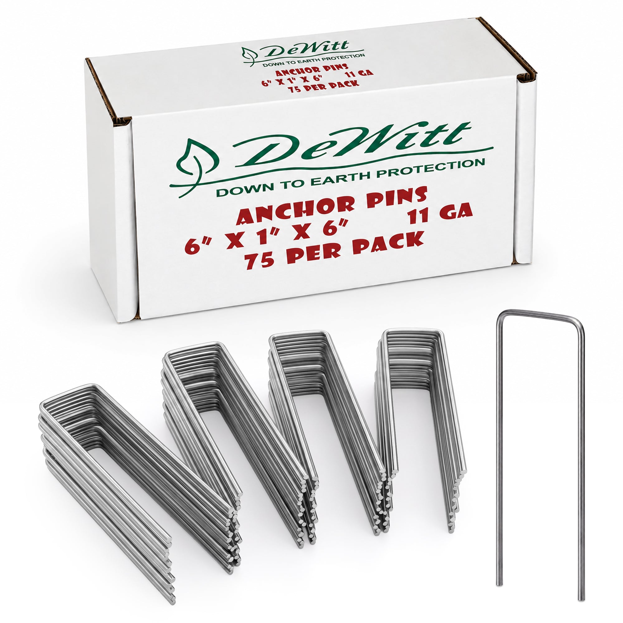 DeWitt 6 Inch U-Shaped Steel Anchoring Pins for Garden & Landscaping, 75 Count