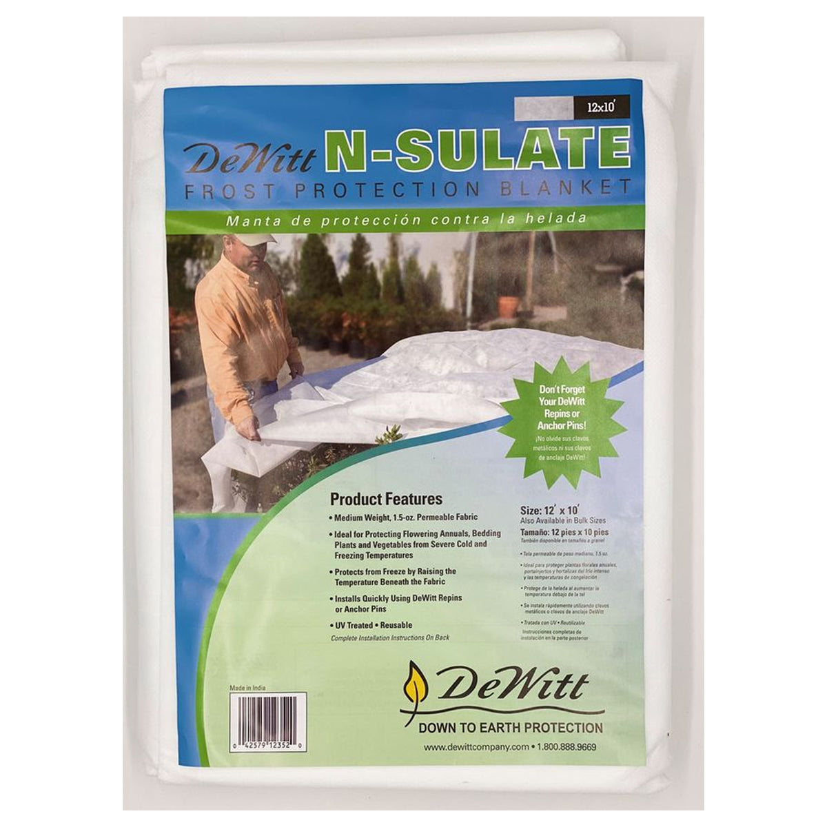 DeWitt 10x12 Feet N-Sulate Frost Protection Reusable Cover for Plants & Trees