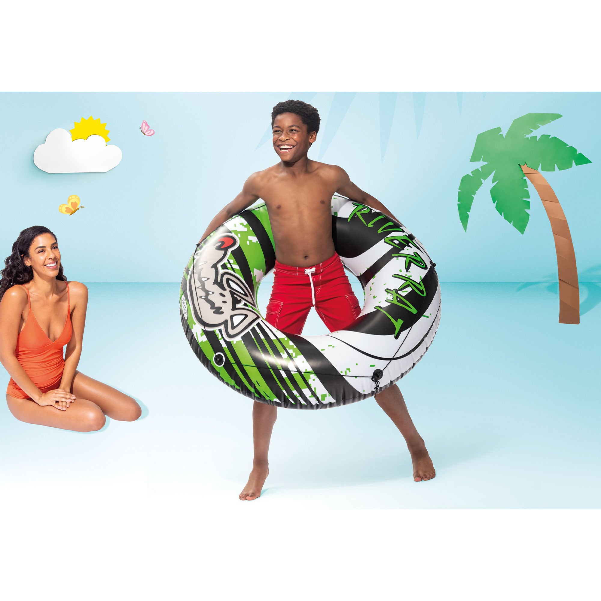 Intex 68209E River Rat Inflatable 48 Inch Lake Towable Floating Tube (16 Pack) - VMInnovations