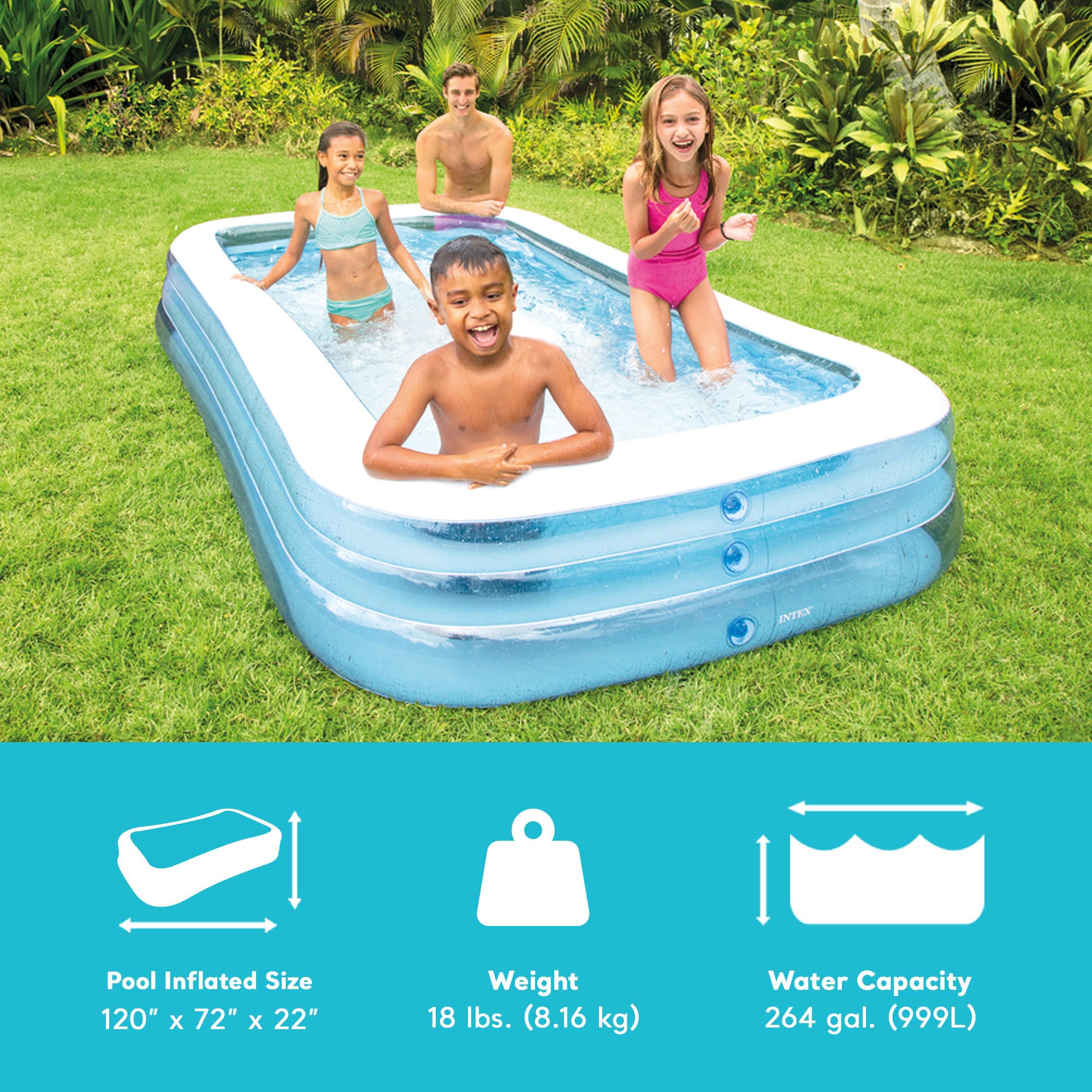Intex 10ft x 2in Swim Center Family Backyard Inflatable Kiddie Pool (For Parts)