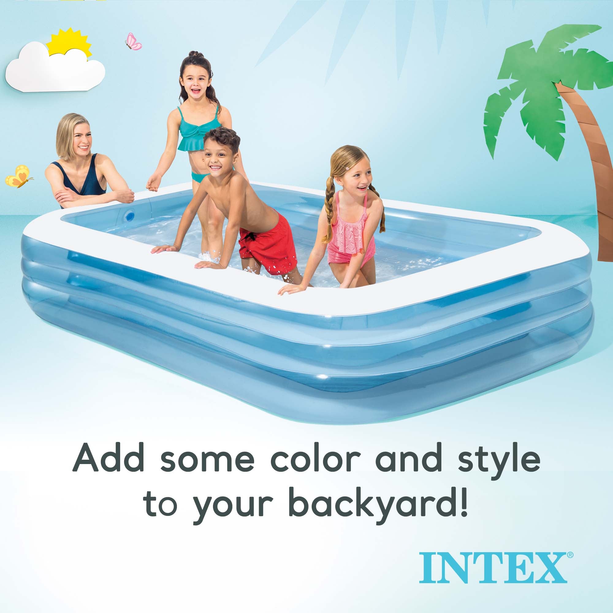Intex 10ft x 2in Swim Center Family Backyard Inflatable Kiddie Pool (For Parts)