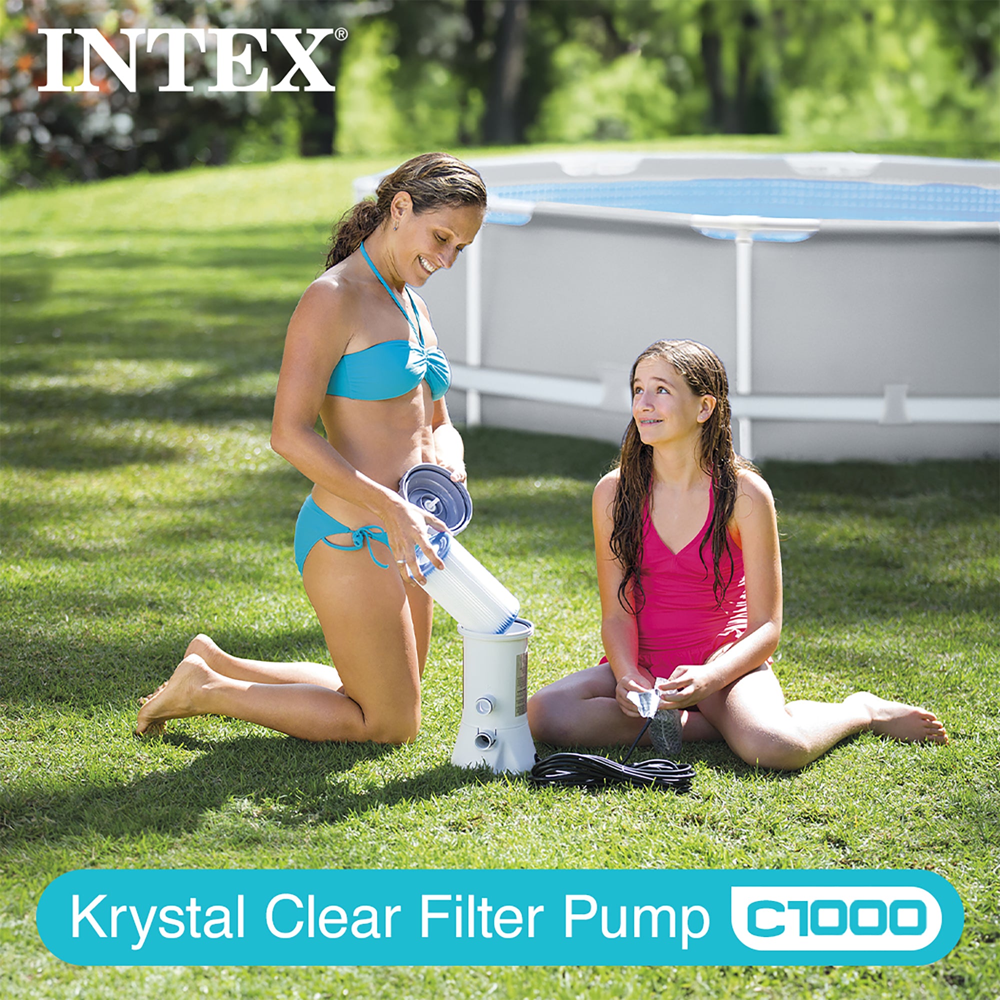 Intex 8.5' x 5.3' x 26" Frame Above Ground Swimming Pool & 1000 GPH Pool Pump