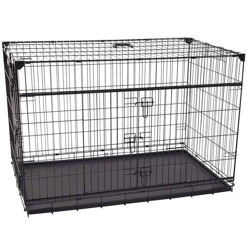 Lucky Dog Dwell Series 48 Inch XL Kennel Secure Fenced Pet Dog Crate, Black