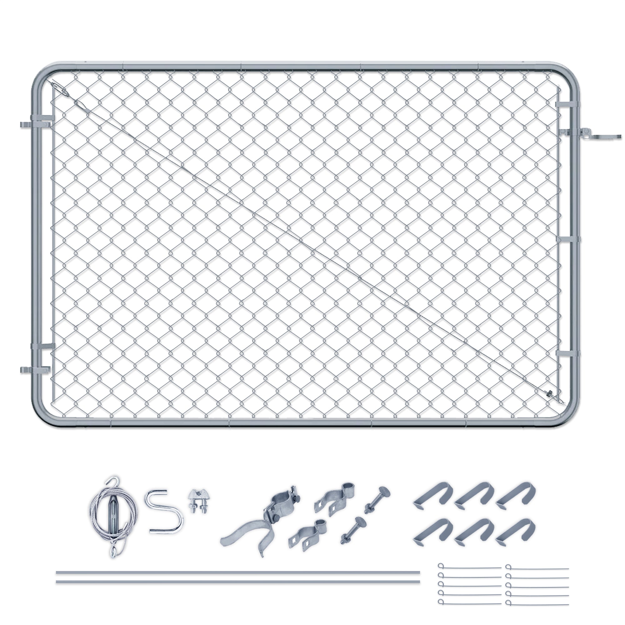 Adjust-A-Gate Fit-Right Adjustable Walk Gate Kit with Round Corner Frame, Gray