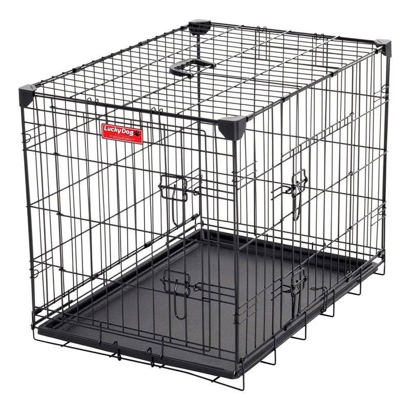 Lucky Dog Dwell Series 24 Inch Small Kennel Secure Fenced Pet Dog Crate, Black