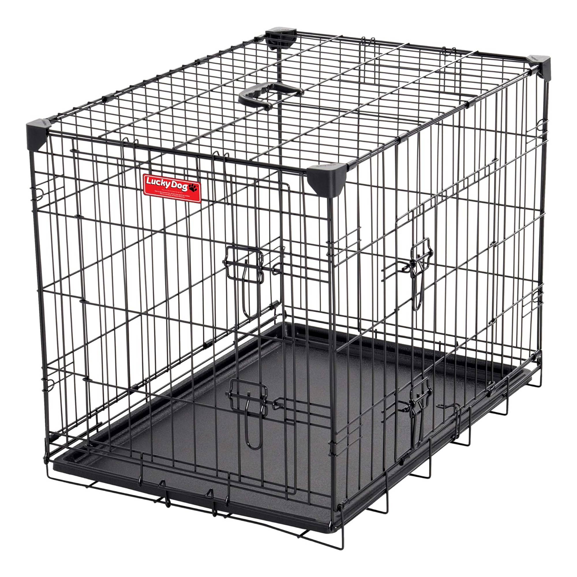 Lucky Dog 24 Inch Small Kennel Secure Fenced Pet Dog Crate, Black (Open Box) - VMInnovations
